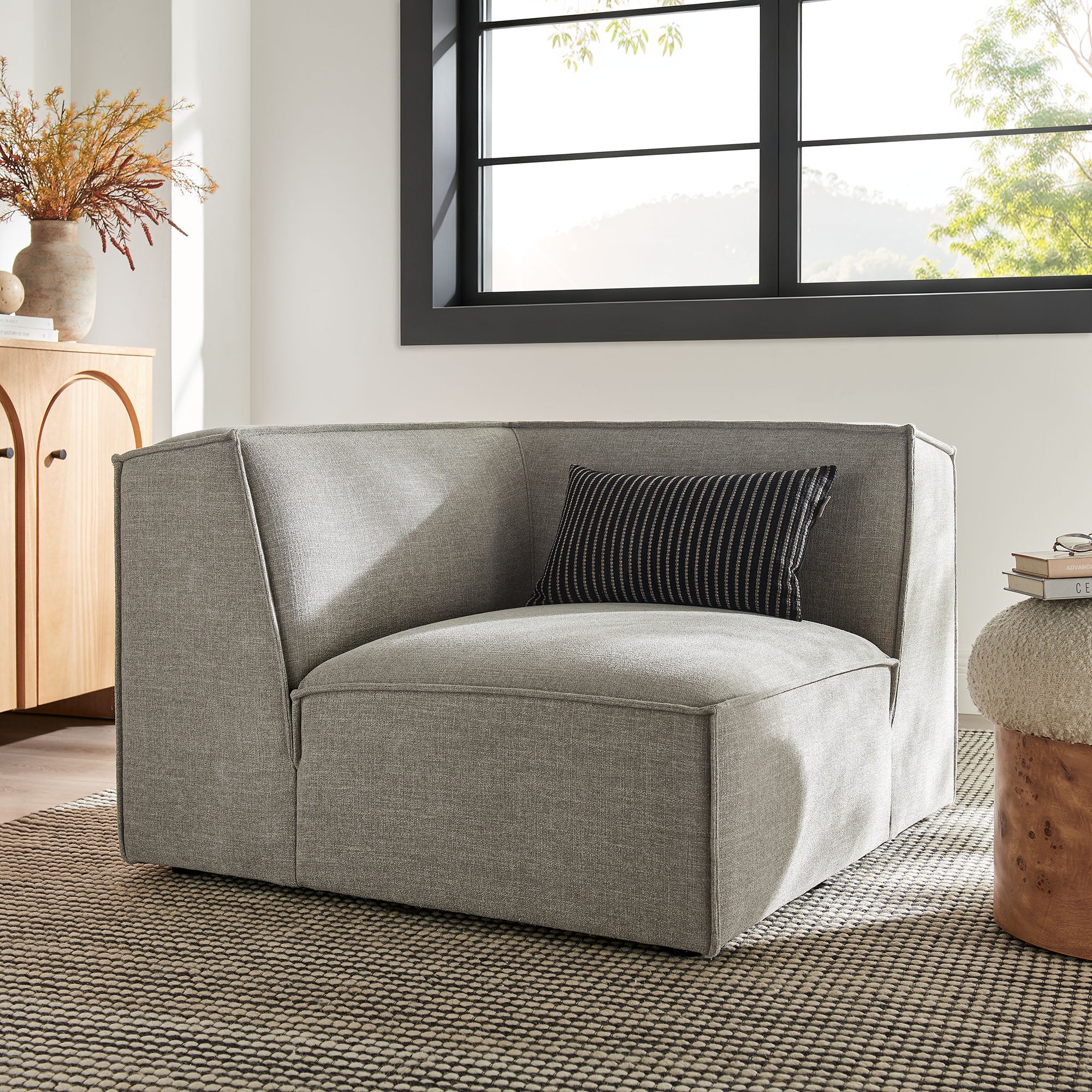 Restore Performance Fabric Upholstered Modular Corner Chair - Pewter