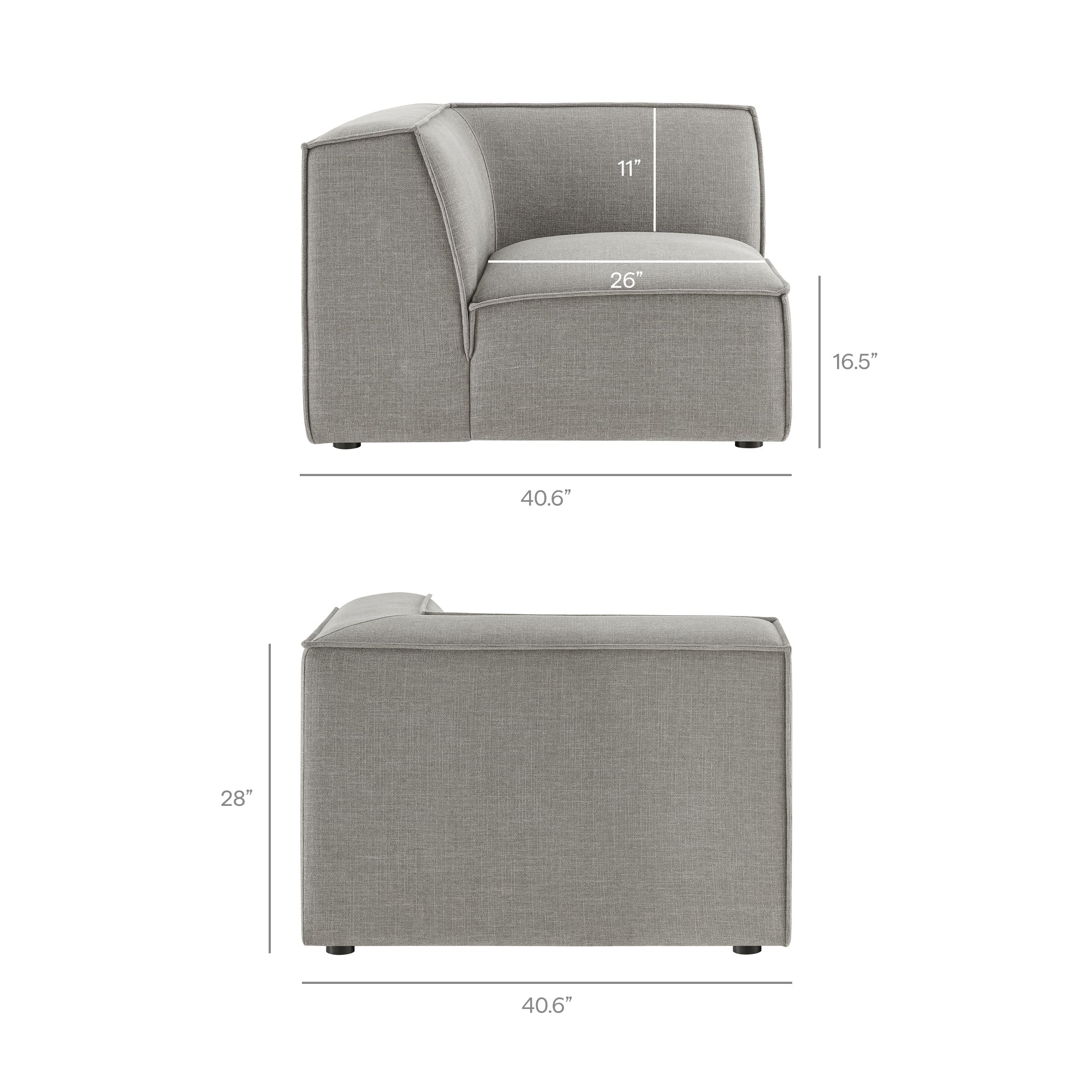 Restore Performance Fabric Upholstered Modular Corner Chair - Pewter