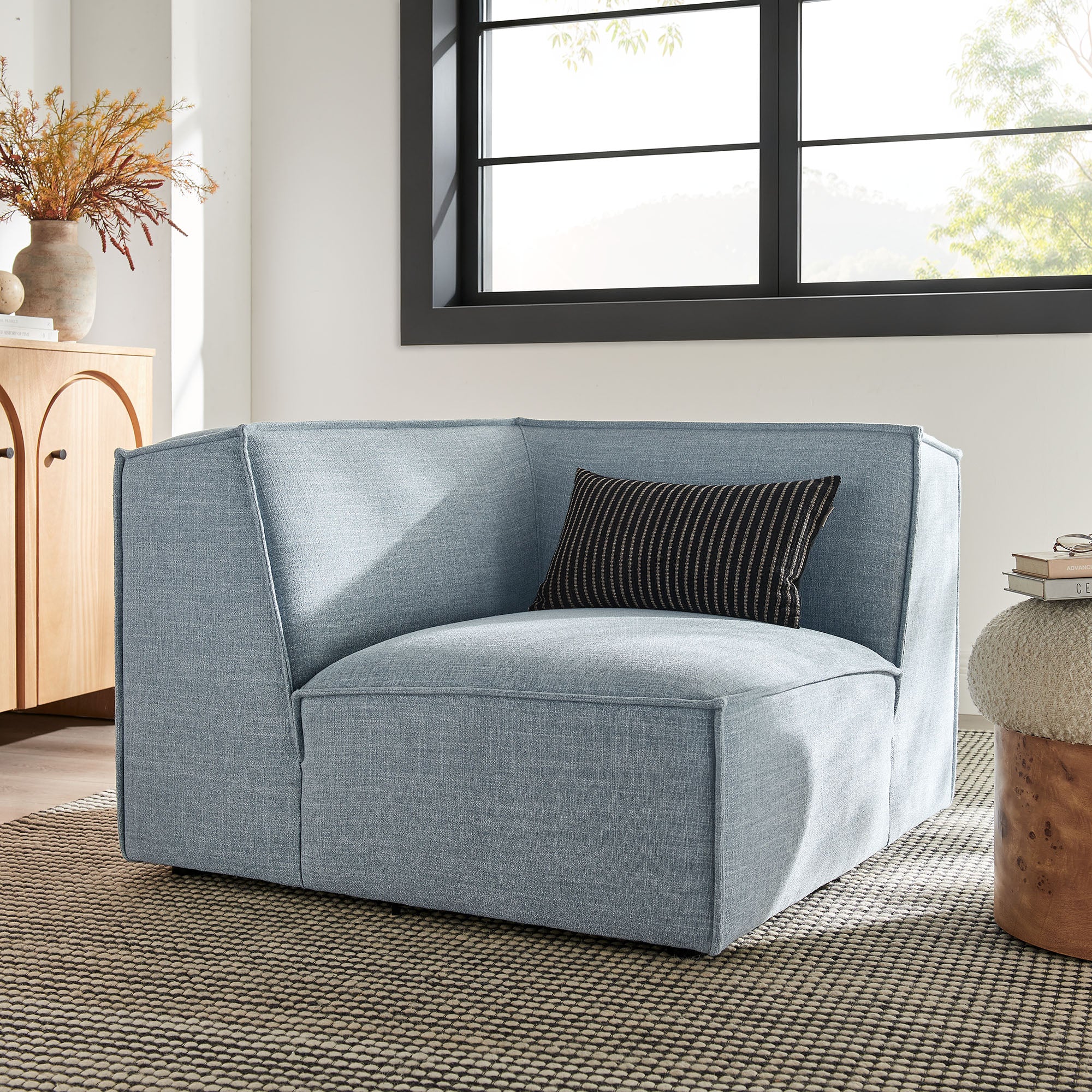 Restore Performance Fabric Upholstered Modular Corner Chair - Sky