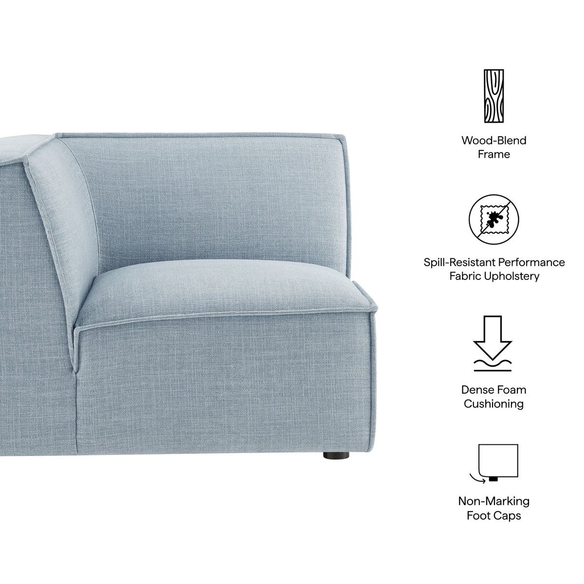 Restore Performance Fabric Upholstered Modular Corner Chair - Sky