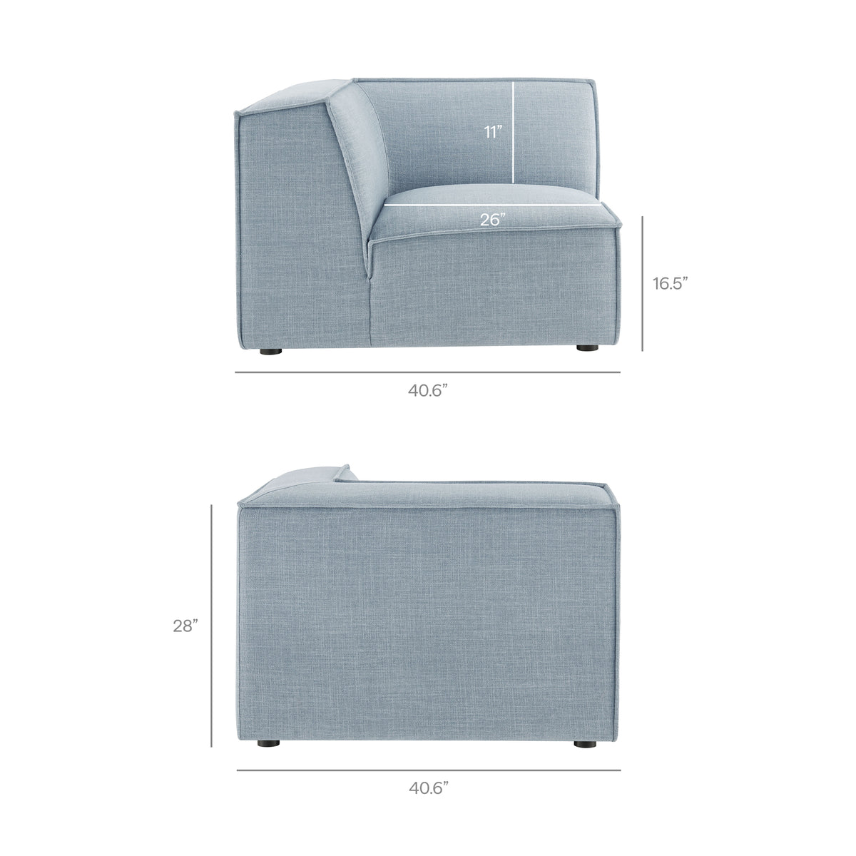 Restore Performance Fabric Upholstered Modular Corner Chair - Sky