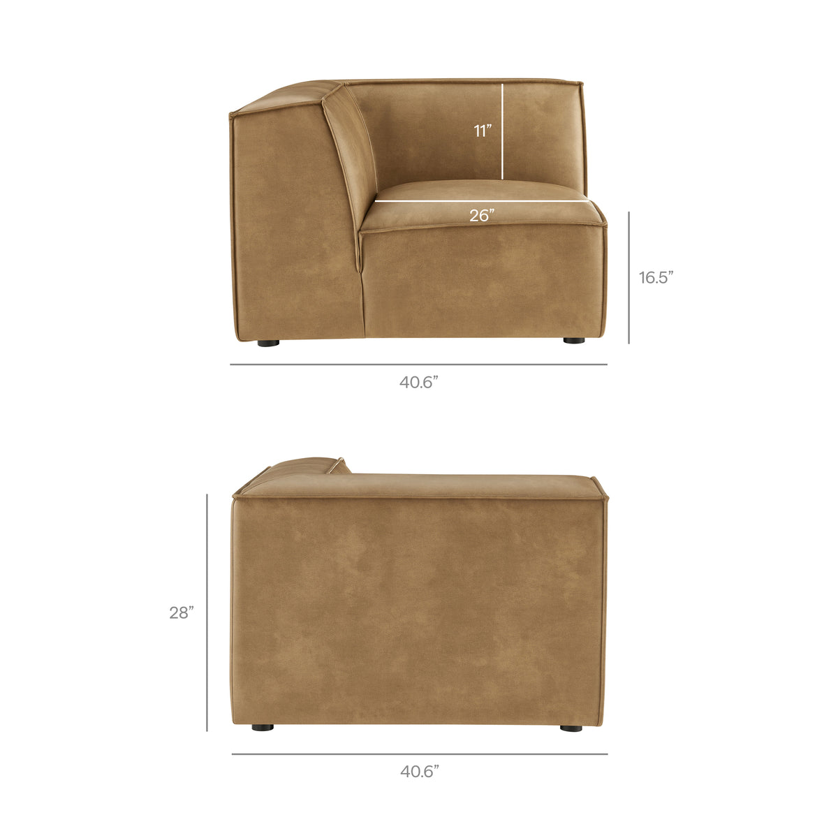 Restore Vegan Leather Modular Corner Chair - Toast