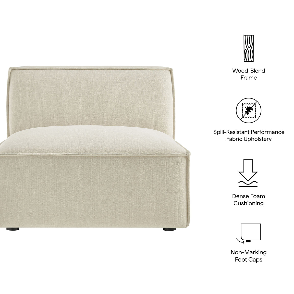 Restore Performance Fabric Upholstered Armless Modular Chair - Ecru
