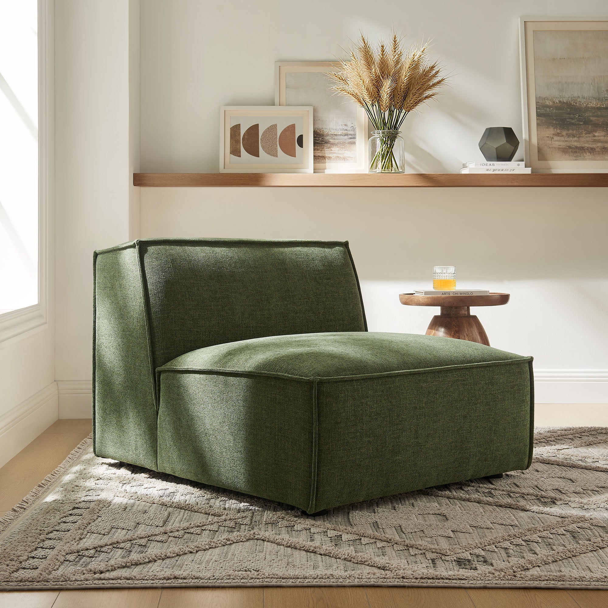 Restore Performance Fabric Upholstered Armless Modular Chair - Foliage