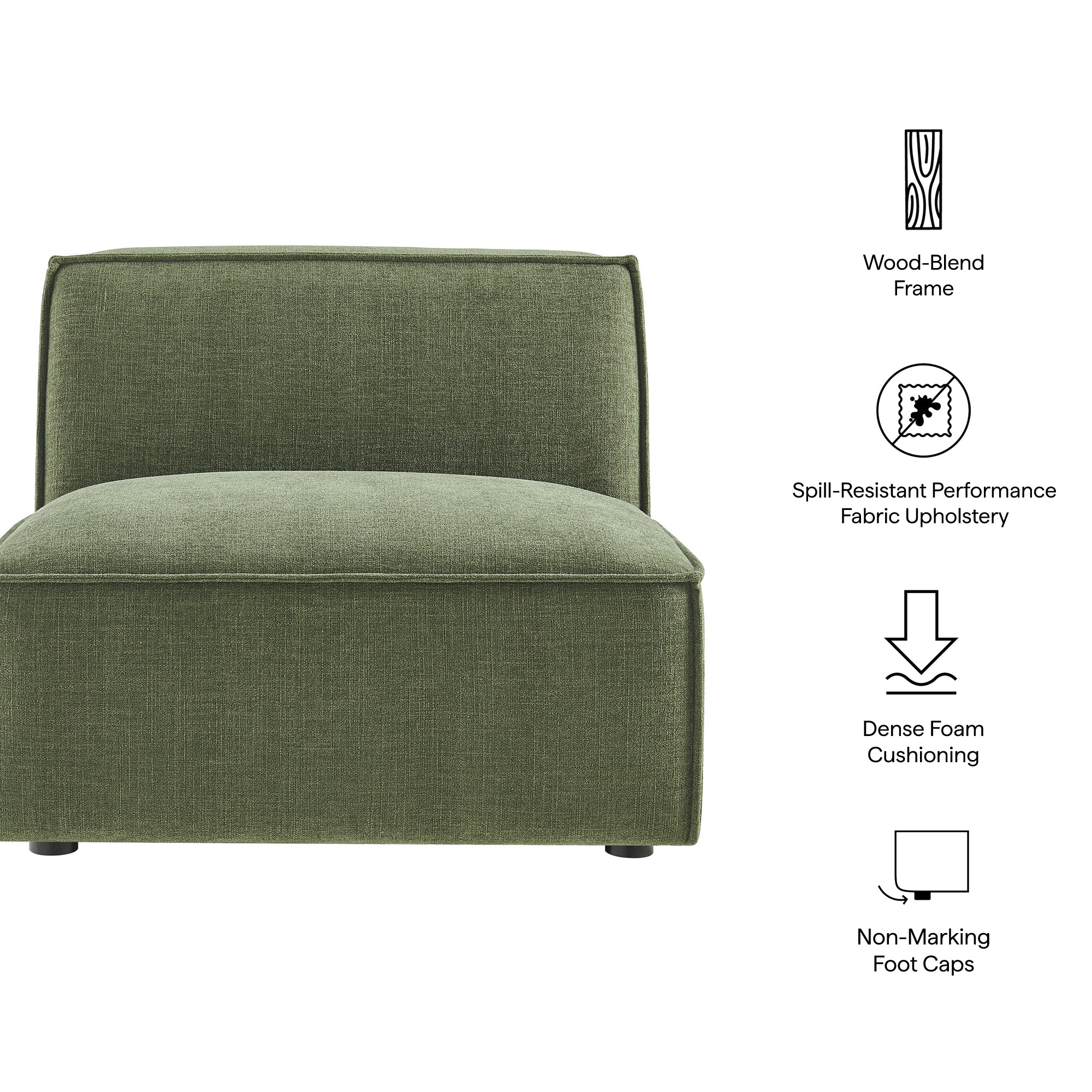 Restore Performance Fabric Upholstered Armless Modular Chair - Foliage