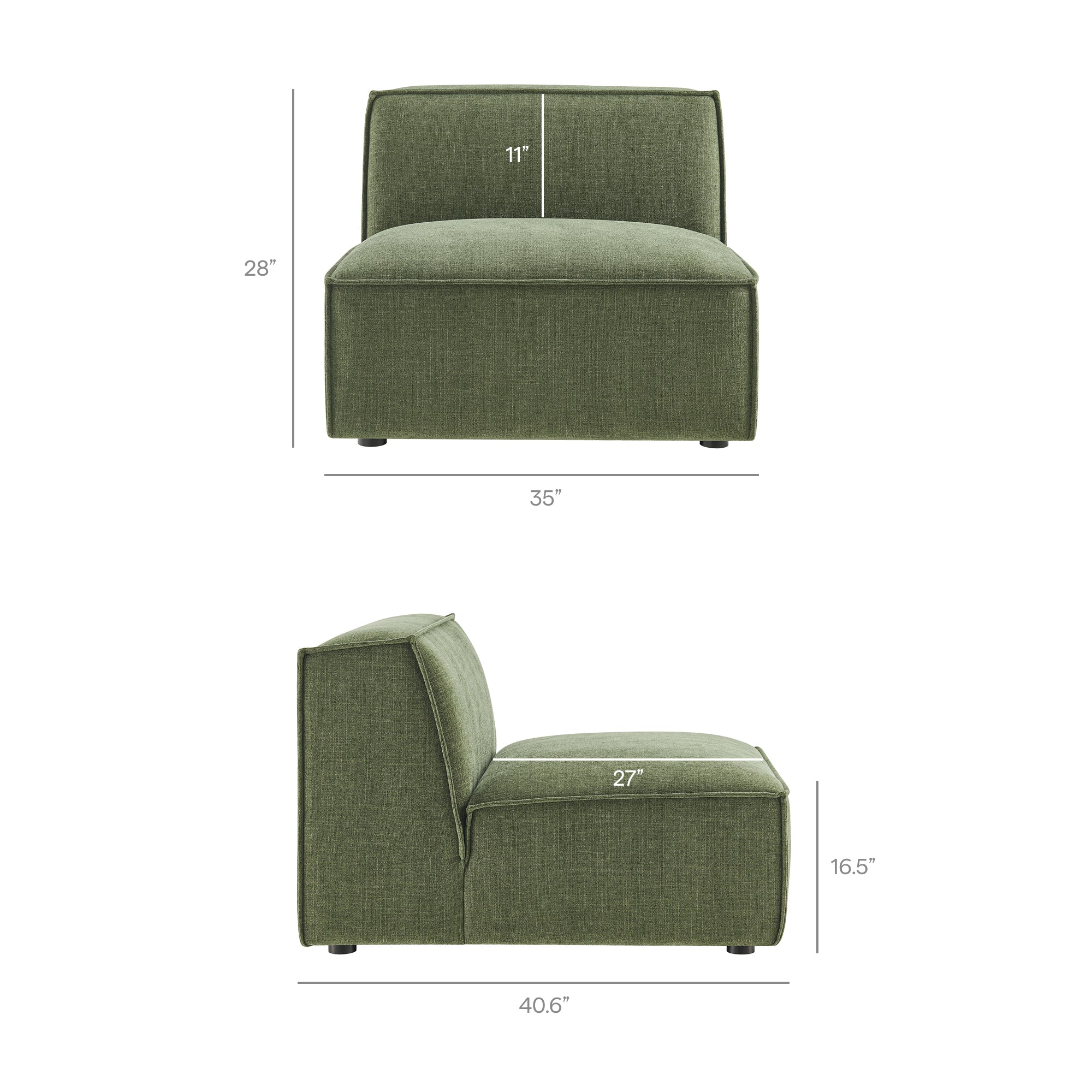 Restore Performance Fabric Upholstered Armless Modular Chair - Foliage