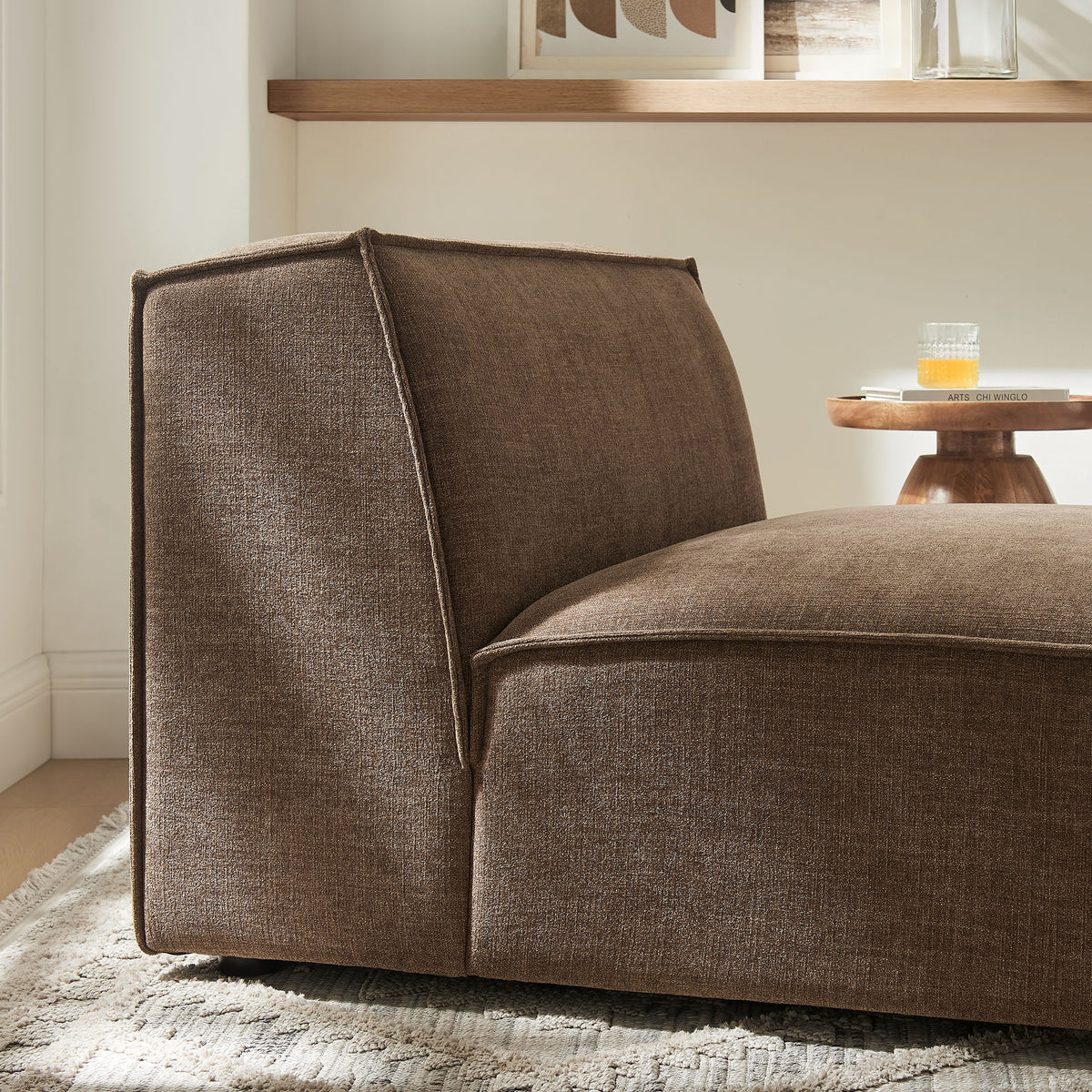 Restore Performance Fabric Upholstered Armless Modular Chair - Mocha