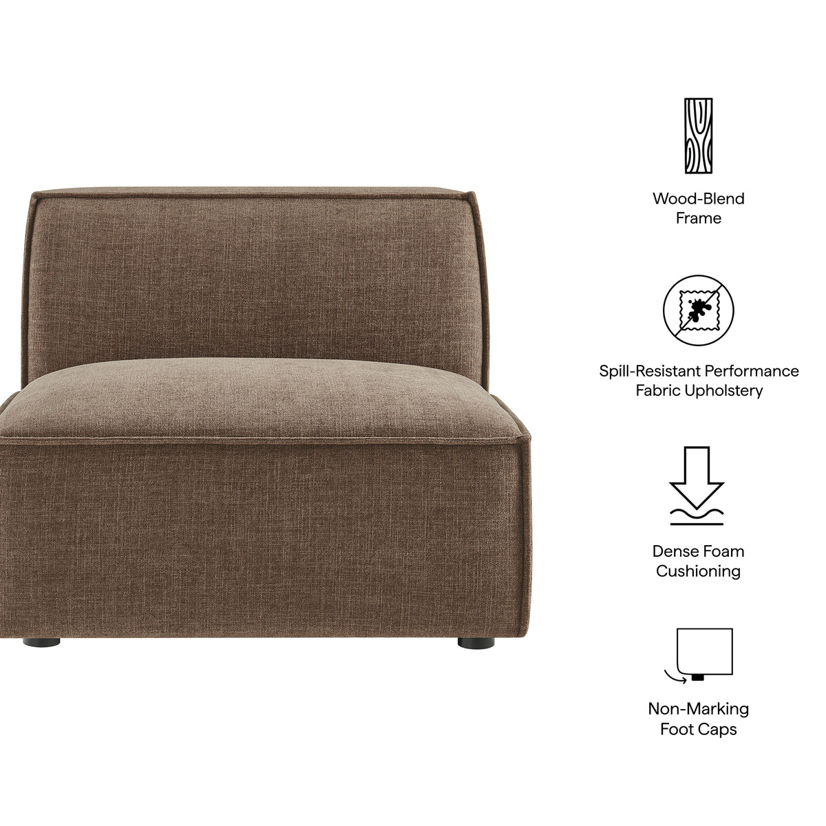 Restore Performance Fabric Upholstered Armless Modular Chair - Mocha