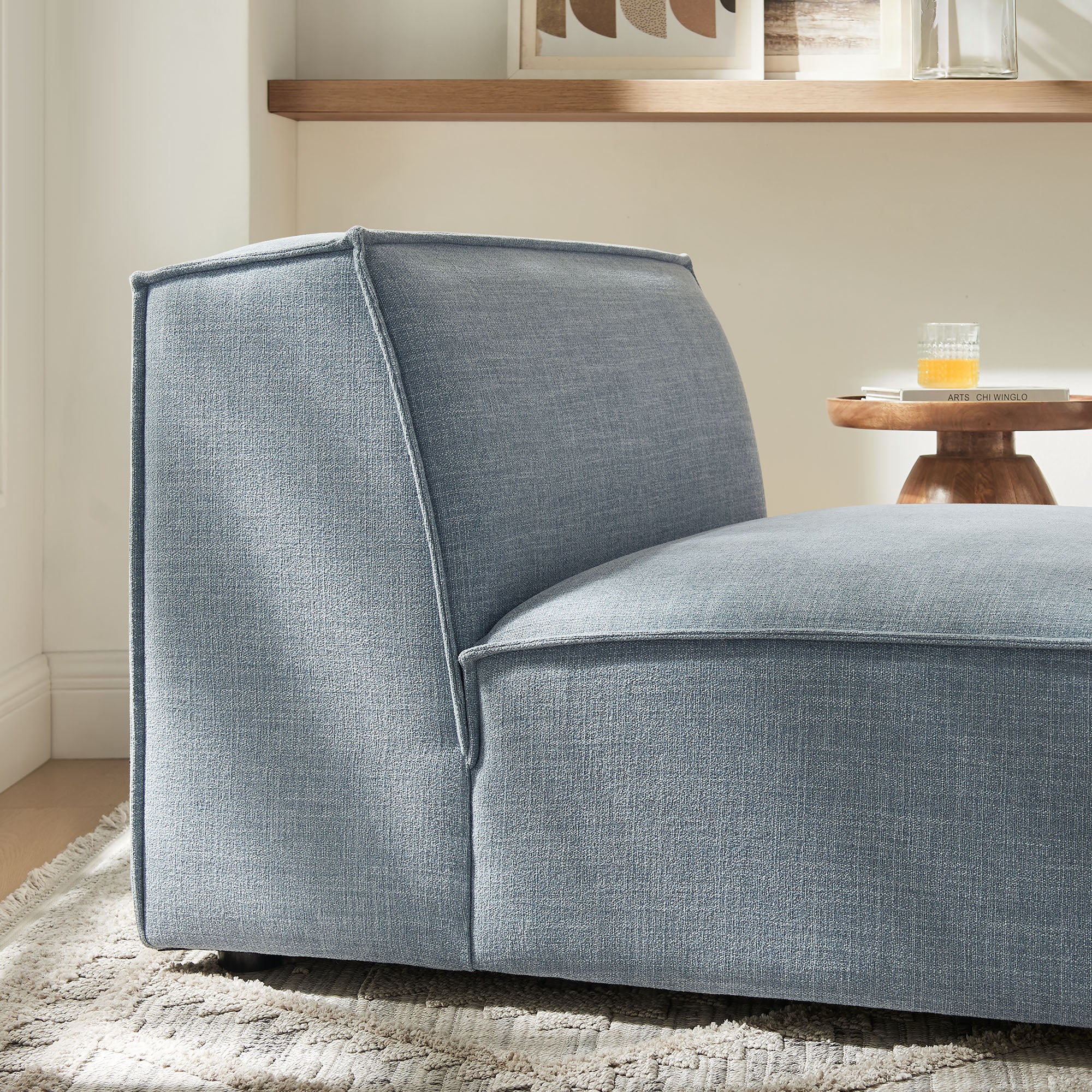 Restore Performance Fabric Upholstered Armless Modular Chair - Sky