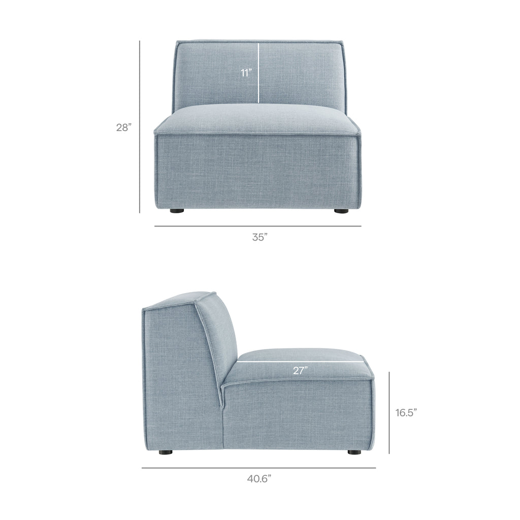Restore Performance Fabric Upholstered Armless Modular Chair - Sky