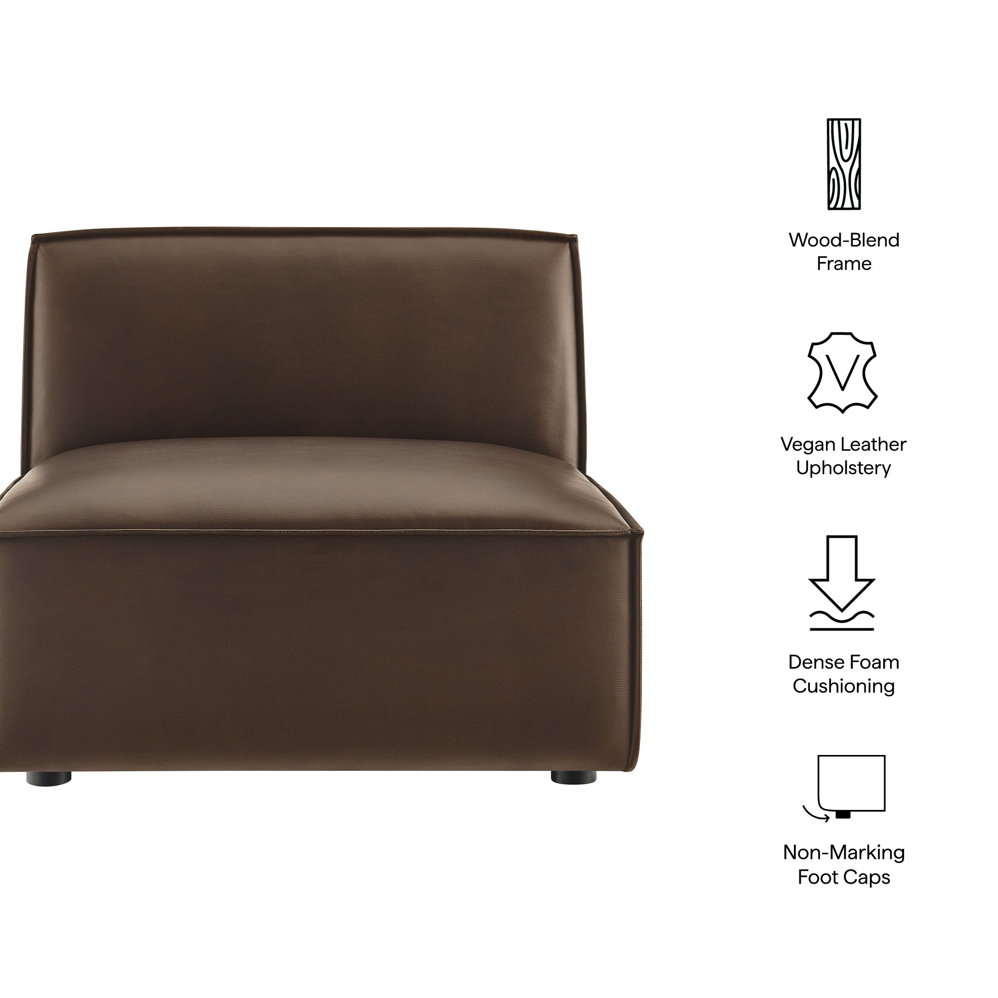 Restore Vegan Leather Armless Modular Chair - Espresso