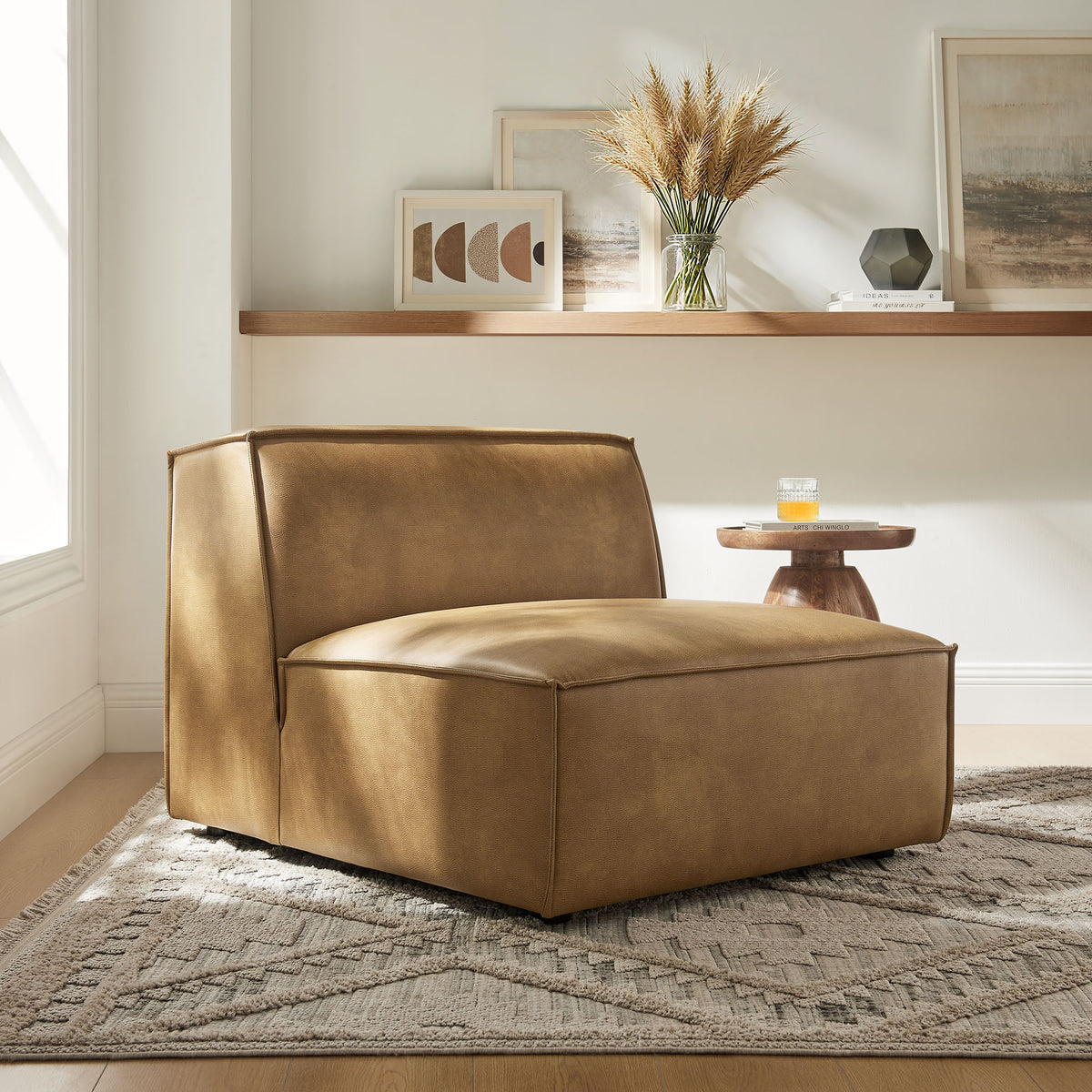 Restore Vegan Leather Armless Modular Chair - Toast