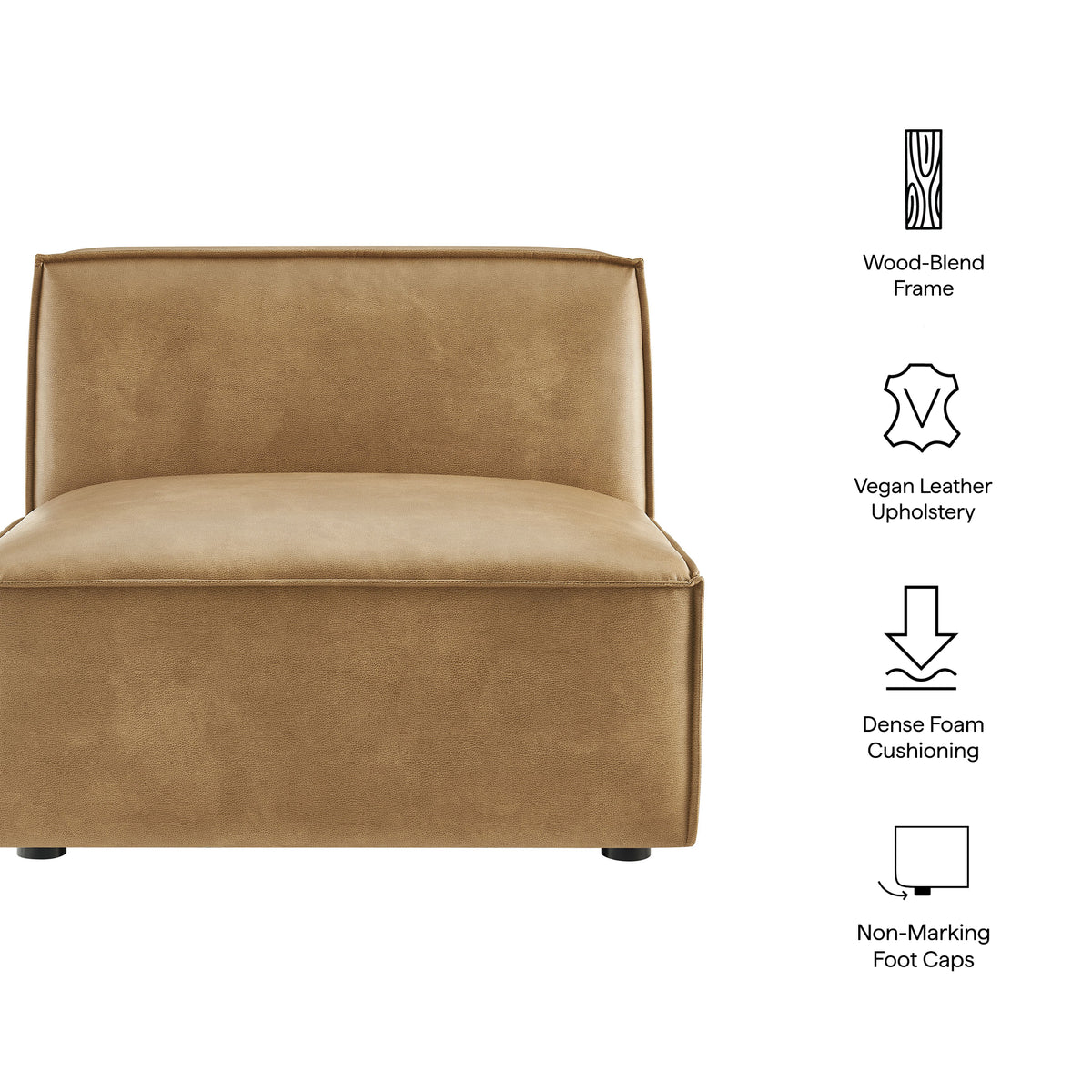 Restore Vegan Leather Armless Modular Chair - Toast
