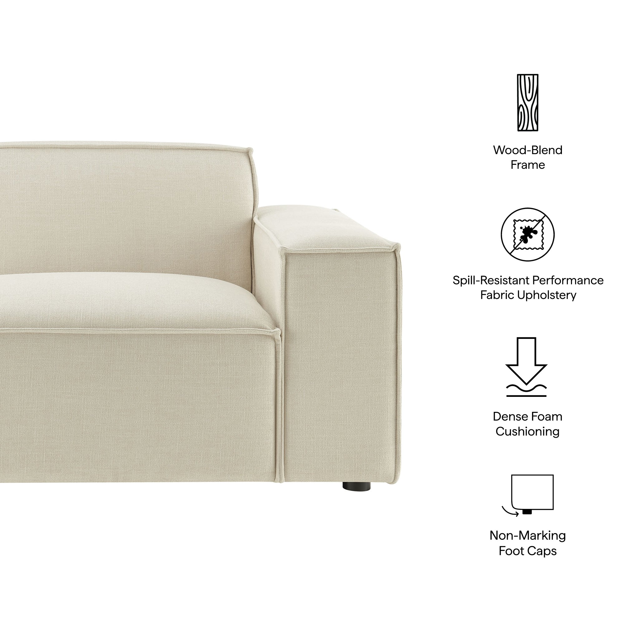 Restore Performance Fabric Upholstered Right-Facing Modular Lounge Chair - Ecru