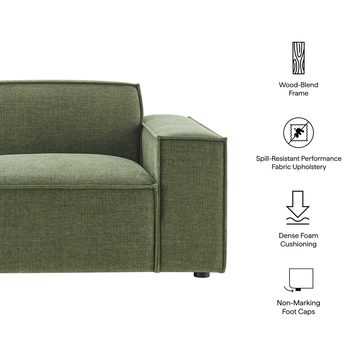 Restore Performance Fabric Upholstered Right-Facing Modular Lounge Chair - Foliage