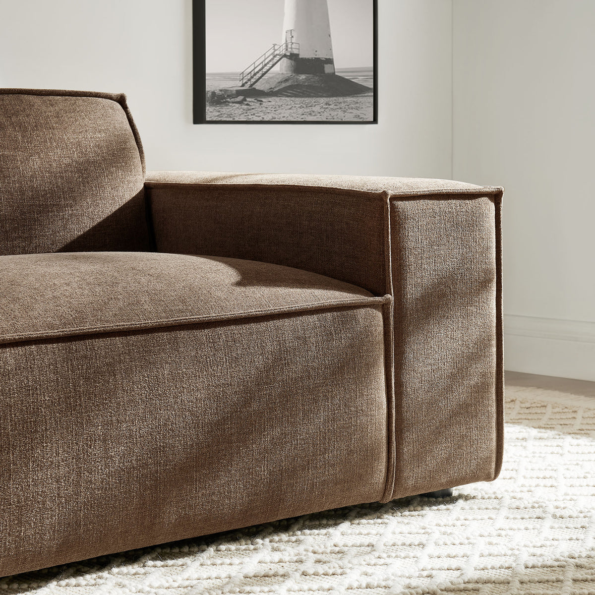 Restore Performance Fabric Upholstered Right-Facing Modular Lounge Chair - Mocha