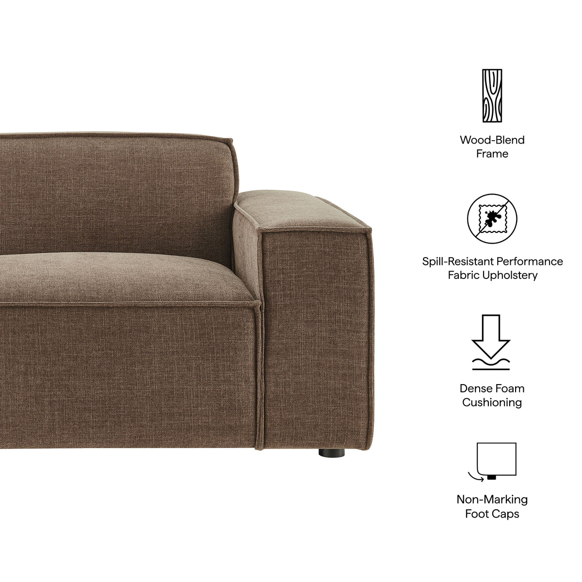 Restore Performance Fabric Upholstered Right-Facing Modular Lounge Chair - Mocha