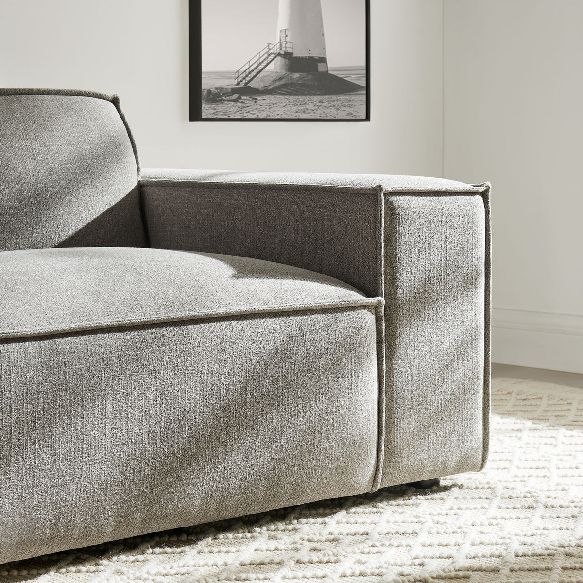 Restore Performance Fabric Upholstered Right-Facing Modular Lounge Chair - Pewter