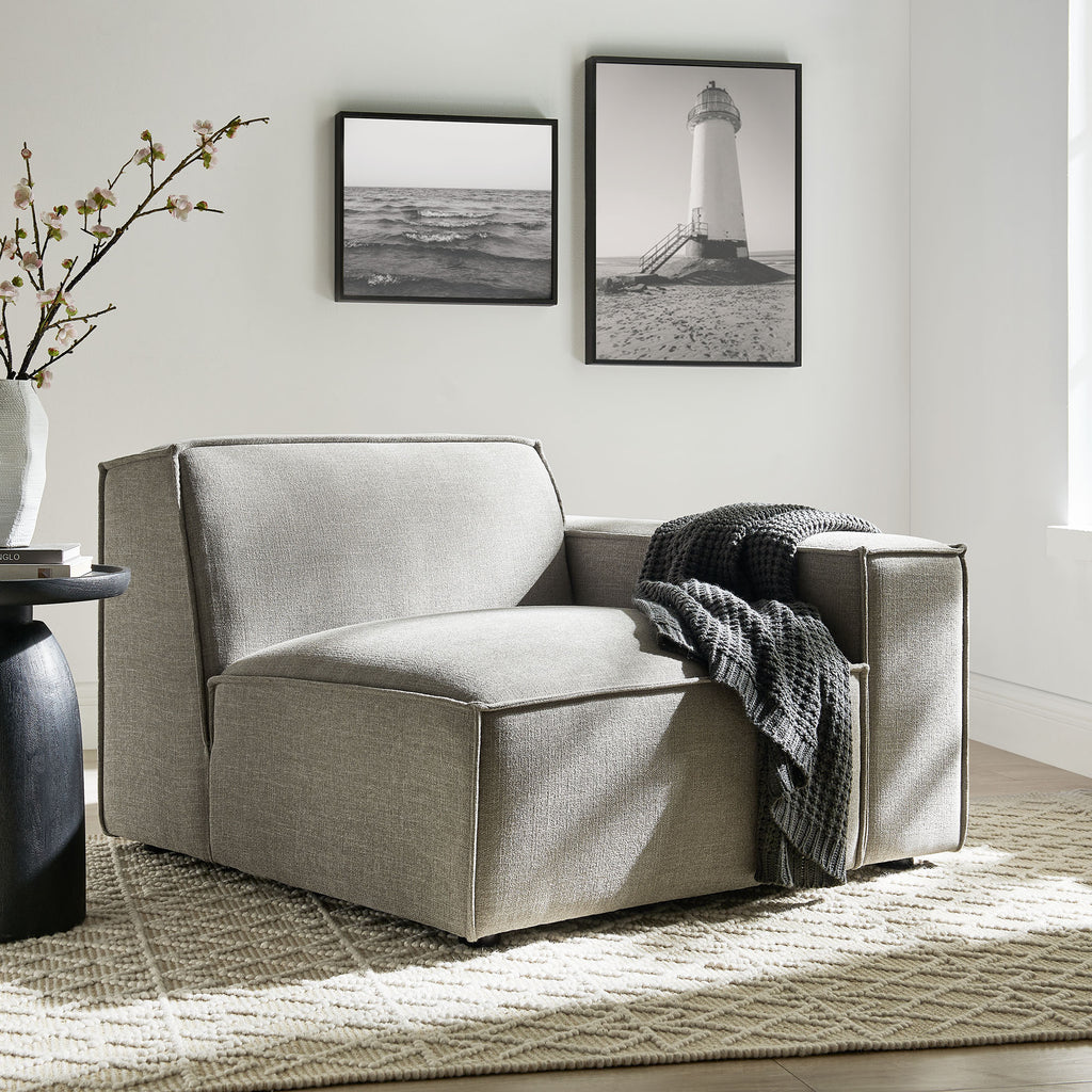 Restore Performance Fabric Upholstered Right-Facing Modular Lounge Chair - Pewter