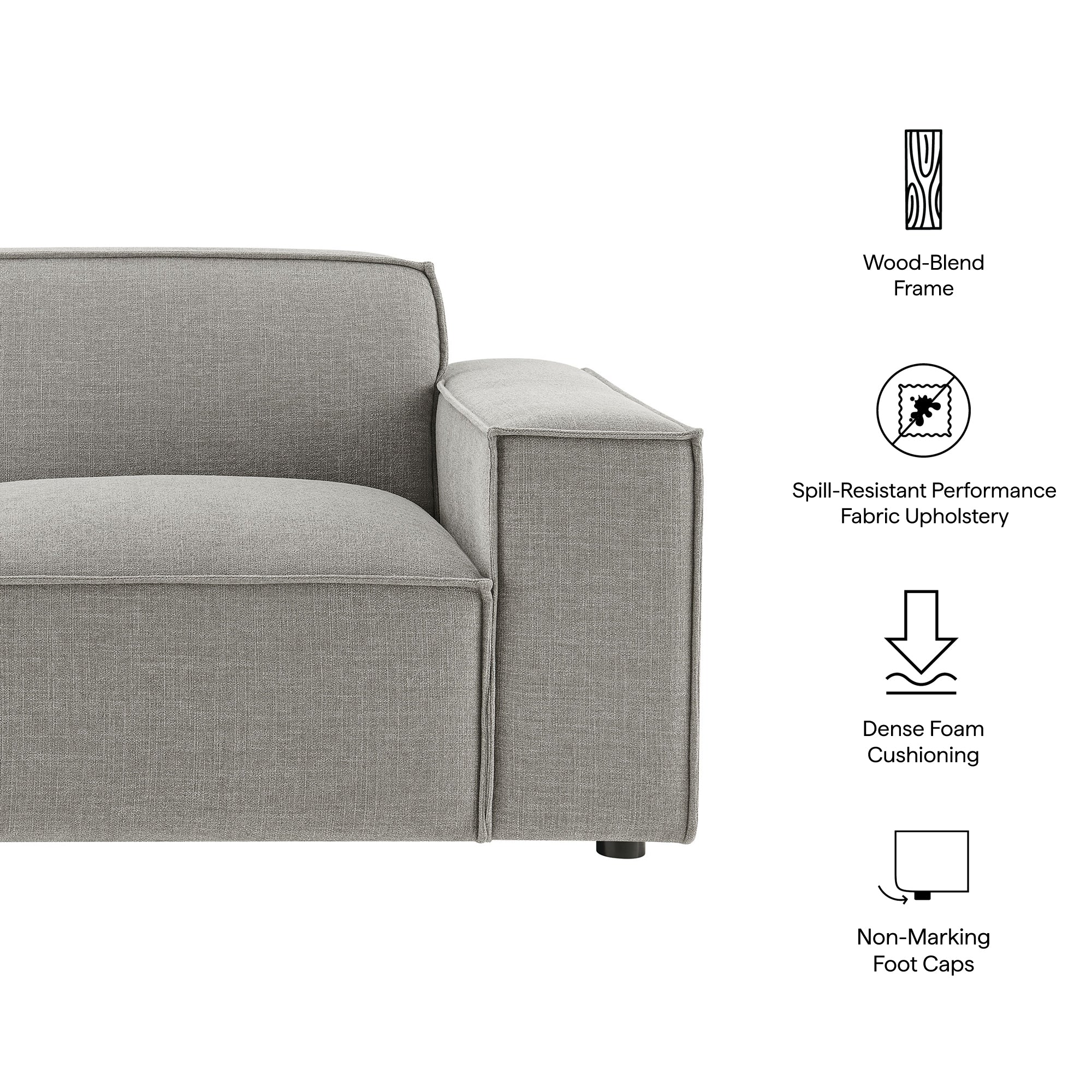 Restore Performance Fabric Upholstered Right-Facing Modular Lounge Chair - Pewter