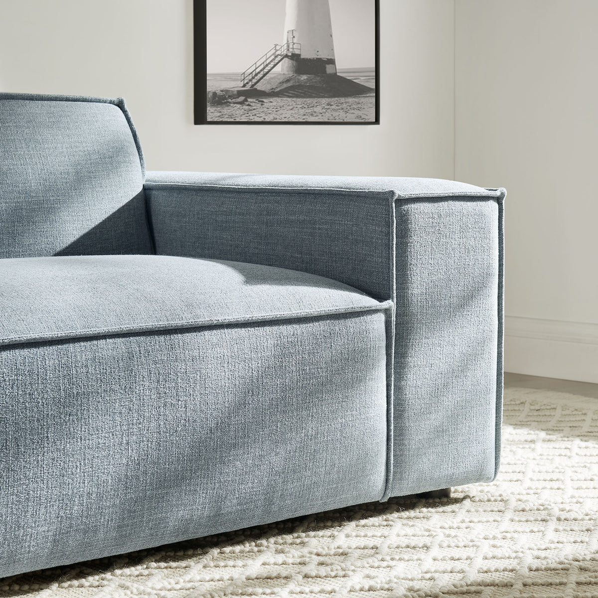 Restore Performance Fabric Upholstered Right-Facing Modular Lounge Chair - Sky