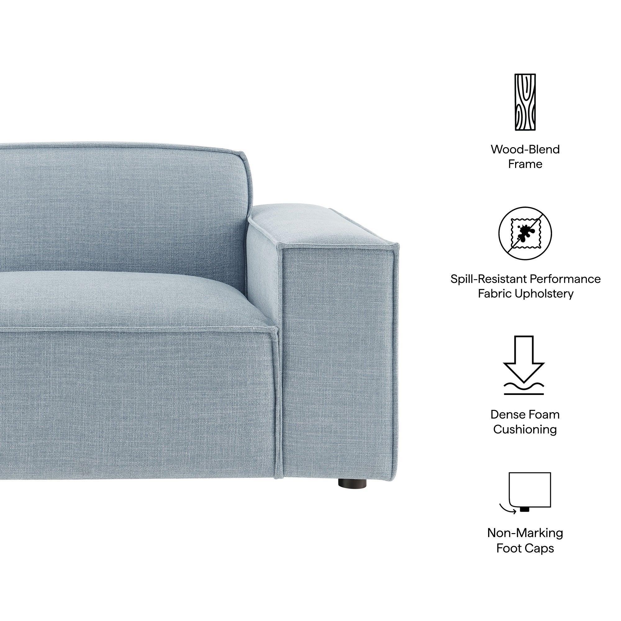 Restore Performance Fabric Upholstered Right-Facing Modular Lounge Chair - Sky