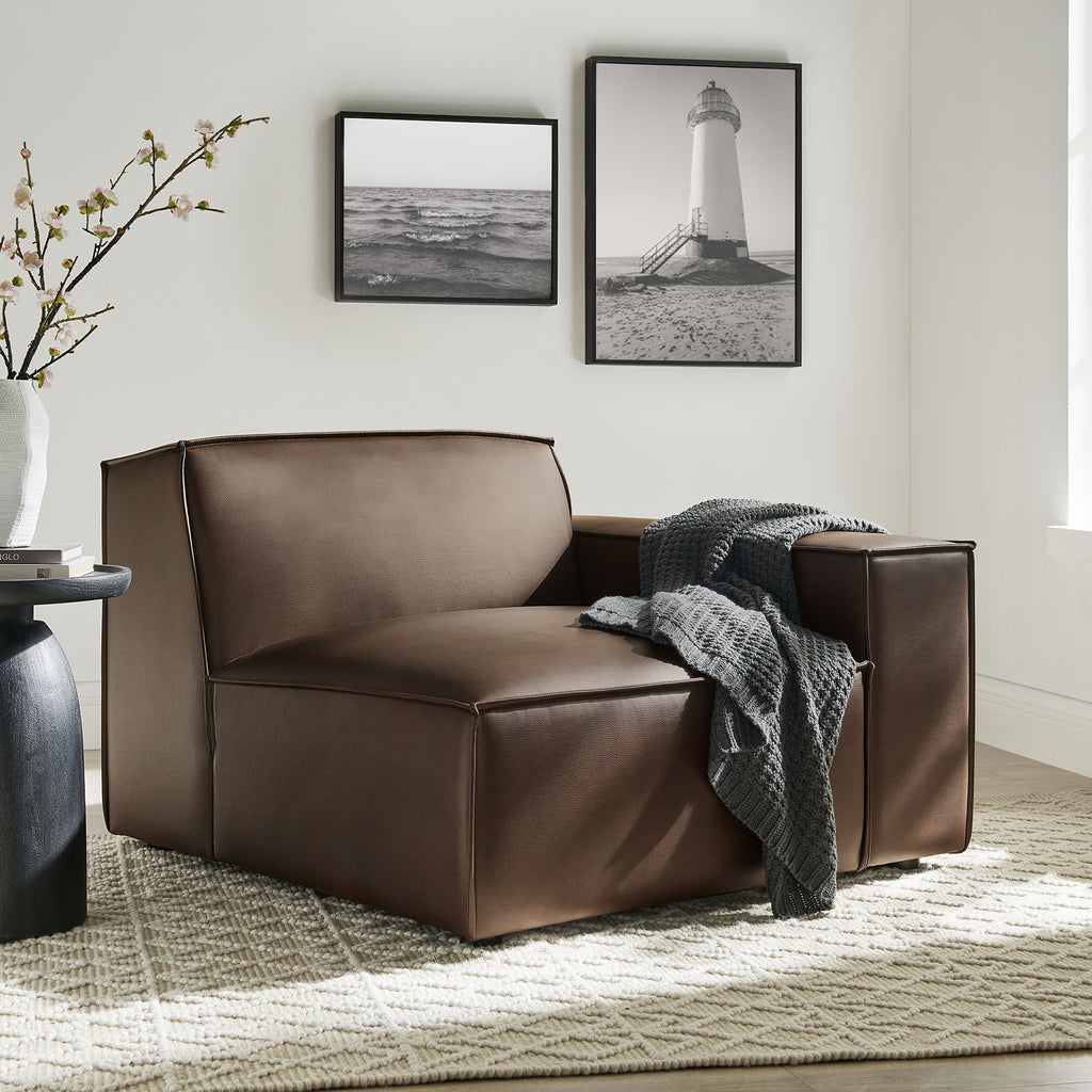 Restore Vegan Leather Right-Facing Modular Lounge Chair - Espresso