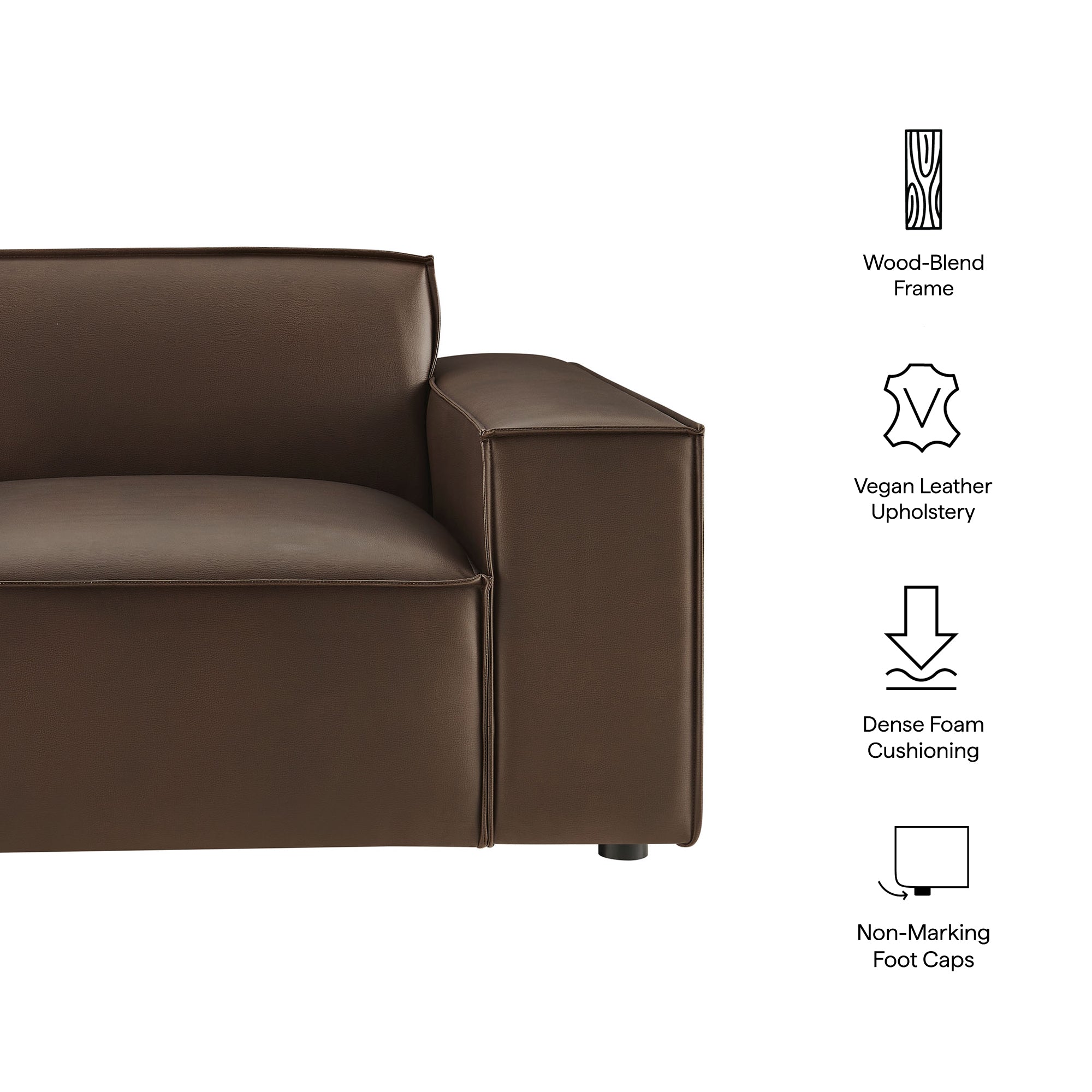 Restore Vegan Leather Right-Facing Modular Lounge Chair - Espresso