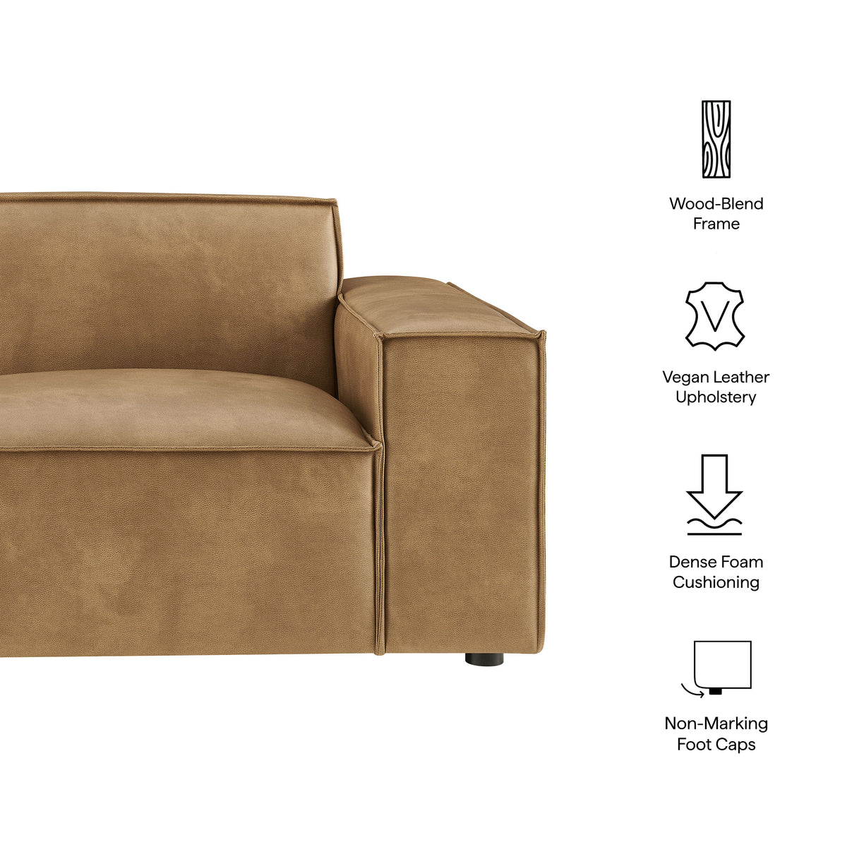 Restore Vegan Leather Right-Facing Modular Lounge Chair - Toast