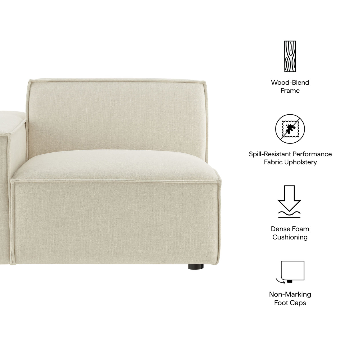 Restore Performance Fabric Upholstered Left-Facing Modular Lounge Chair - Ecru