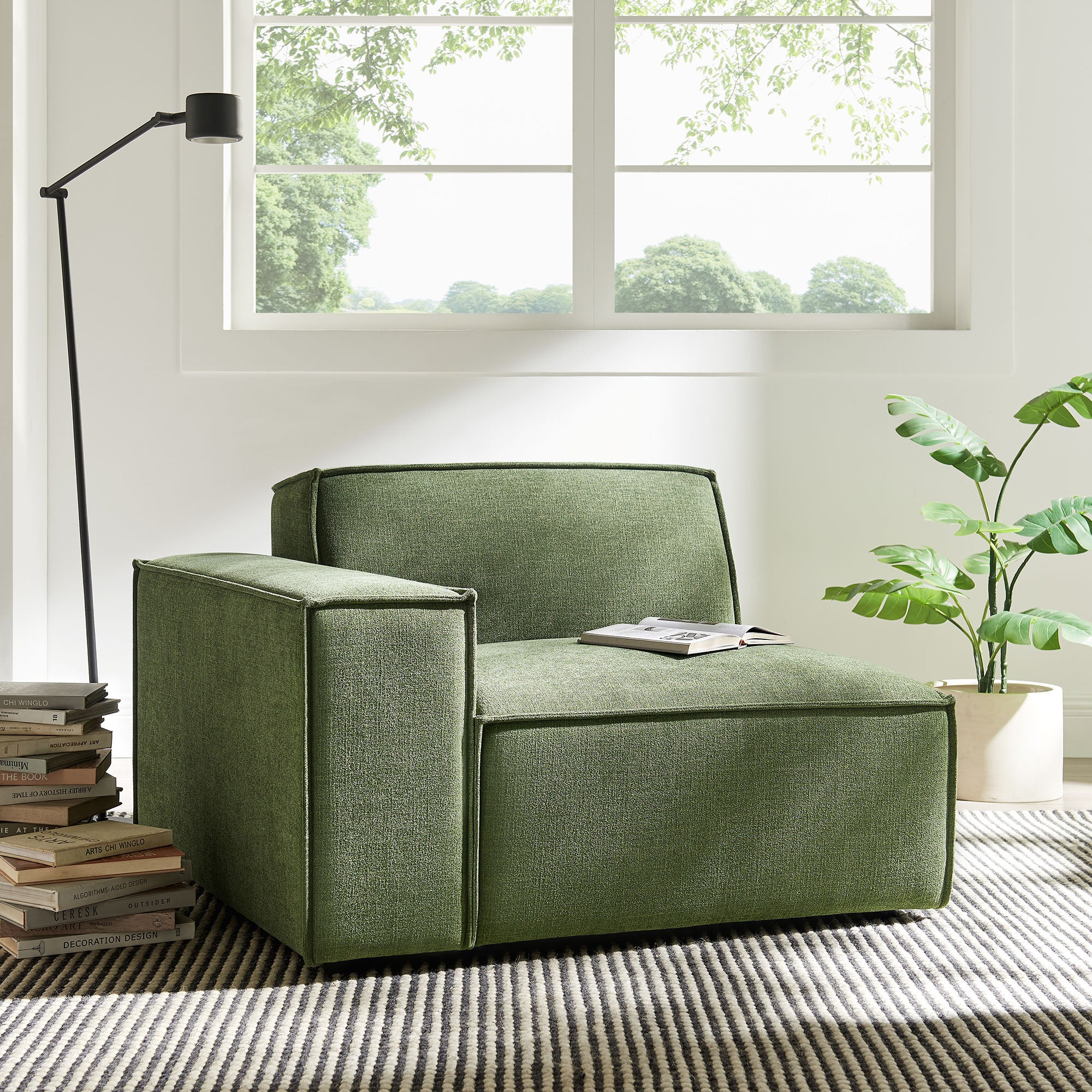 Restore Performance Fabric Upholstered Left-Facing Modular Lounge Chair - Foliage