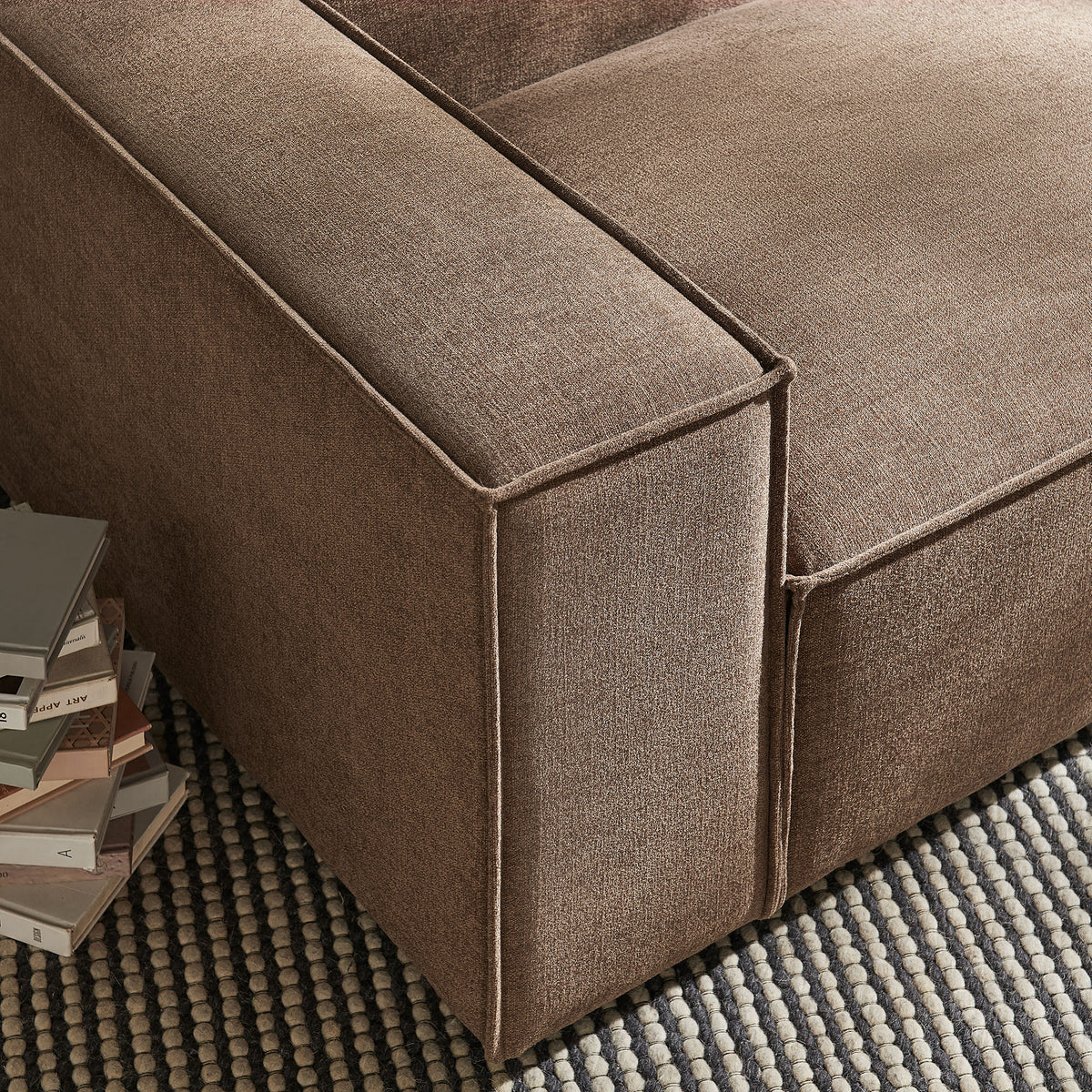 Restore Performance Fabric Upholstered Left-Facing Modular Lounge Chair - Mocha