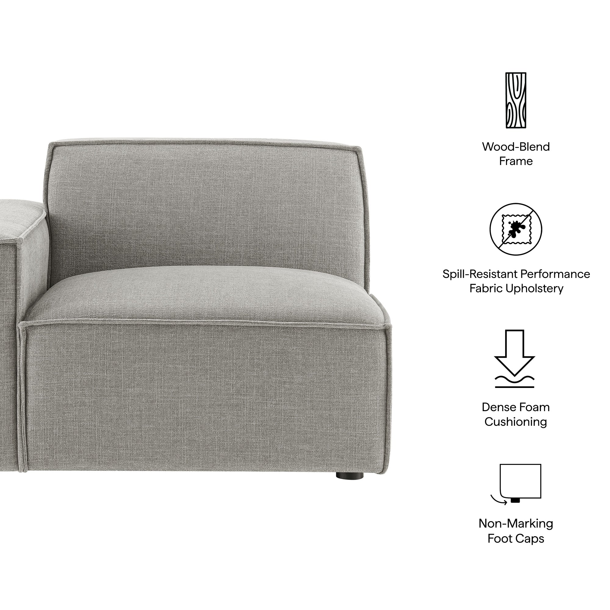 Restore Performance Fabric Upholstered Left-Facing Modular Lounge Chair - Pewter