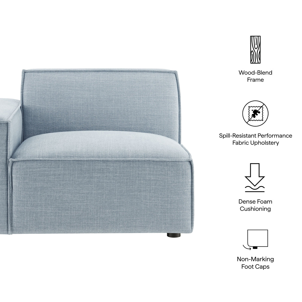 Restore Performance Fabric Upholstered Left-Facing Modular Lounge Chair - Sky