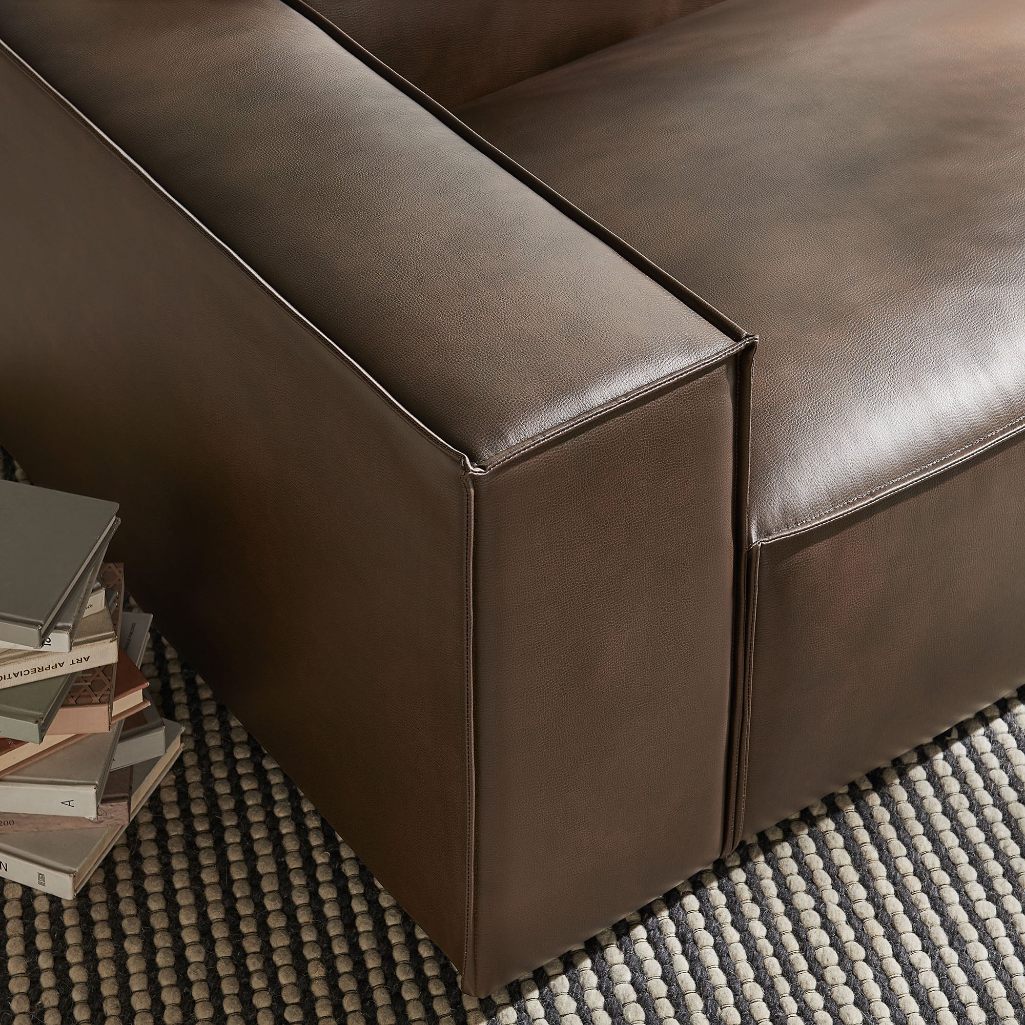 Restore Vegan Leather Left-Facing Modular Lounge Chair - Espresso