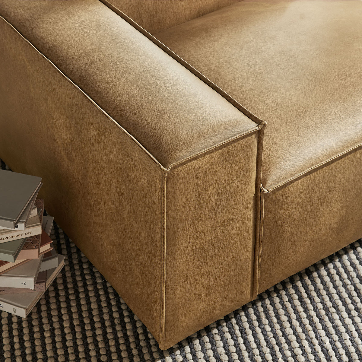 Restore Vegan Leather Left-Facing Modular Lounge Chair - Toast