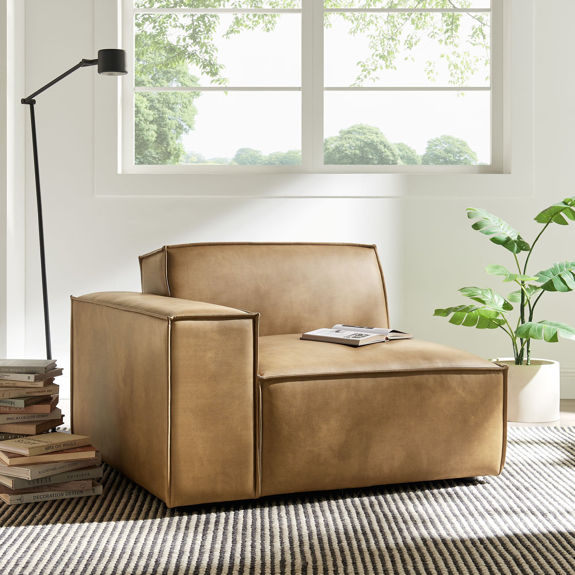 Restore Vegan Leather Left-Facing Modular Lounge Chair - Toast