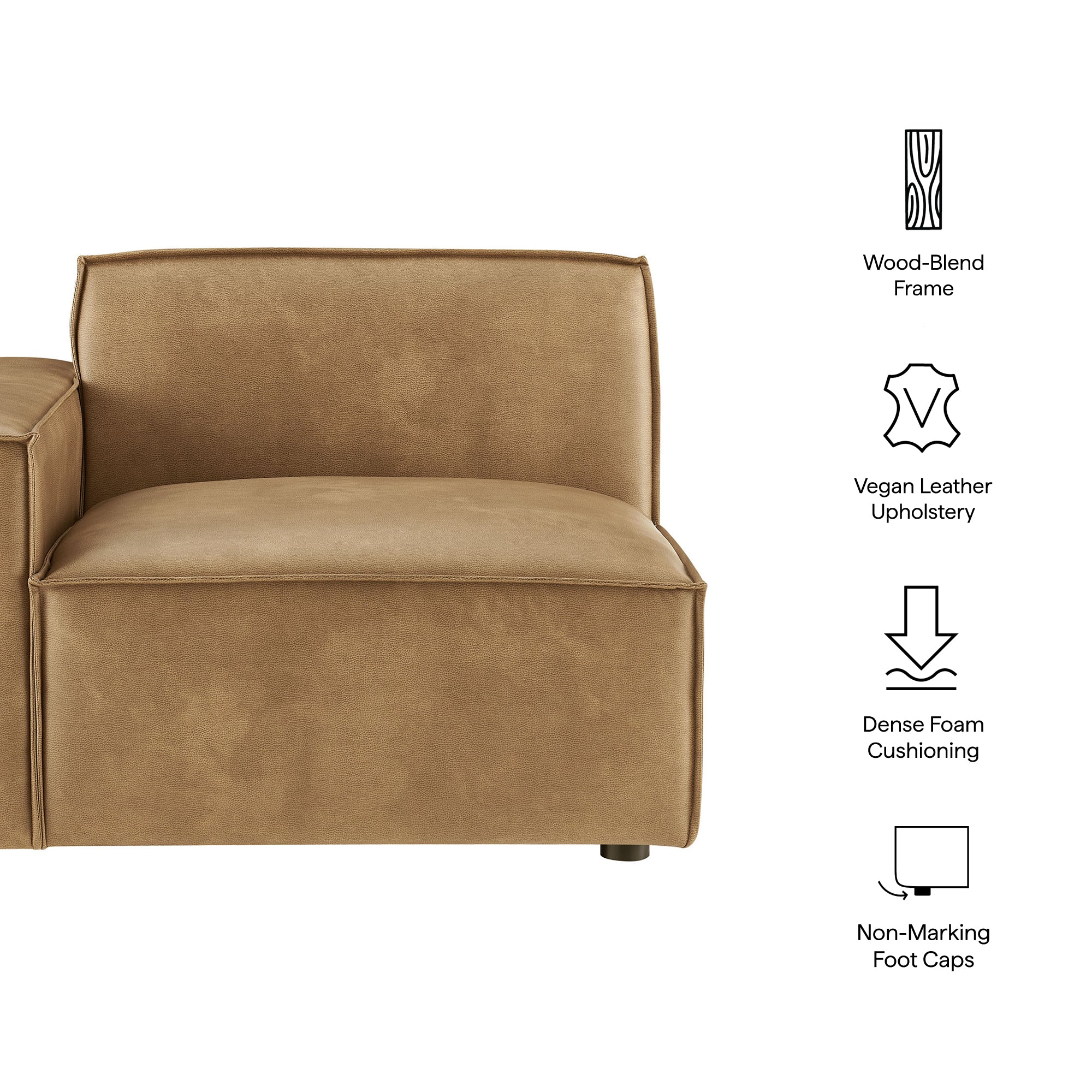 Restore Vegan Leather Left-Facing Modular Lounge Chair - Toast