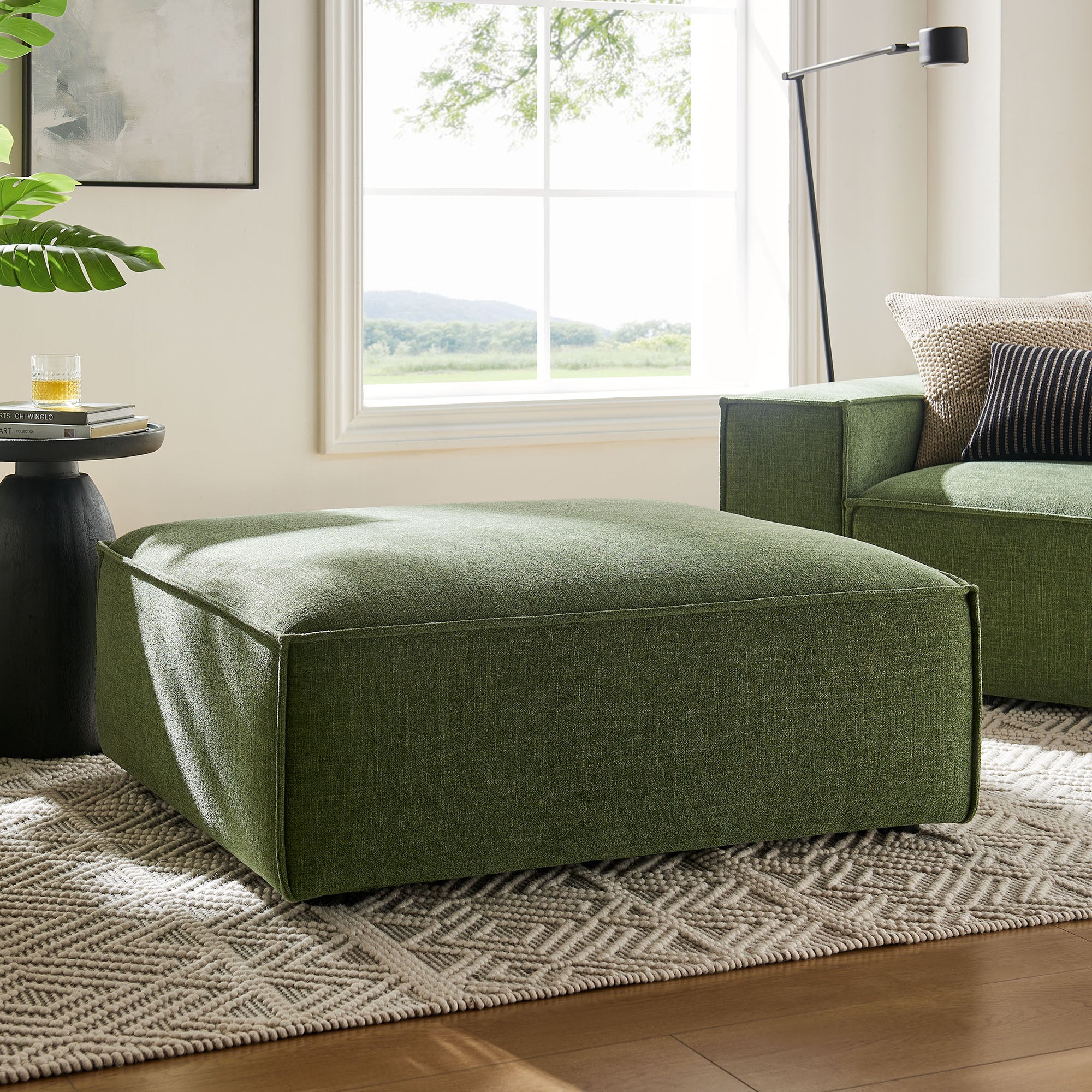 Restore Performance Fabric Upholstered Modular Ottoman - Foliage
