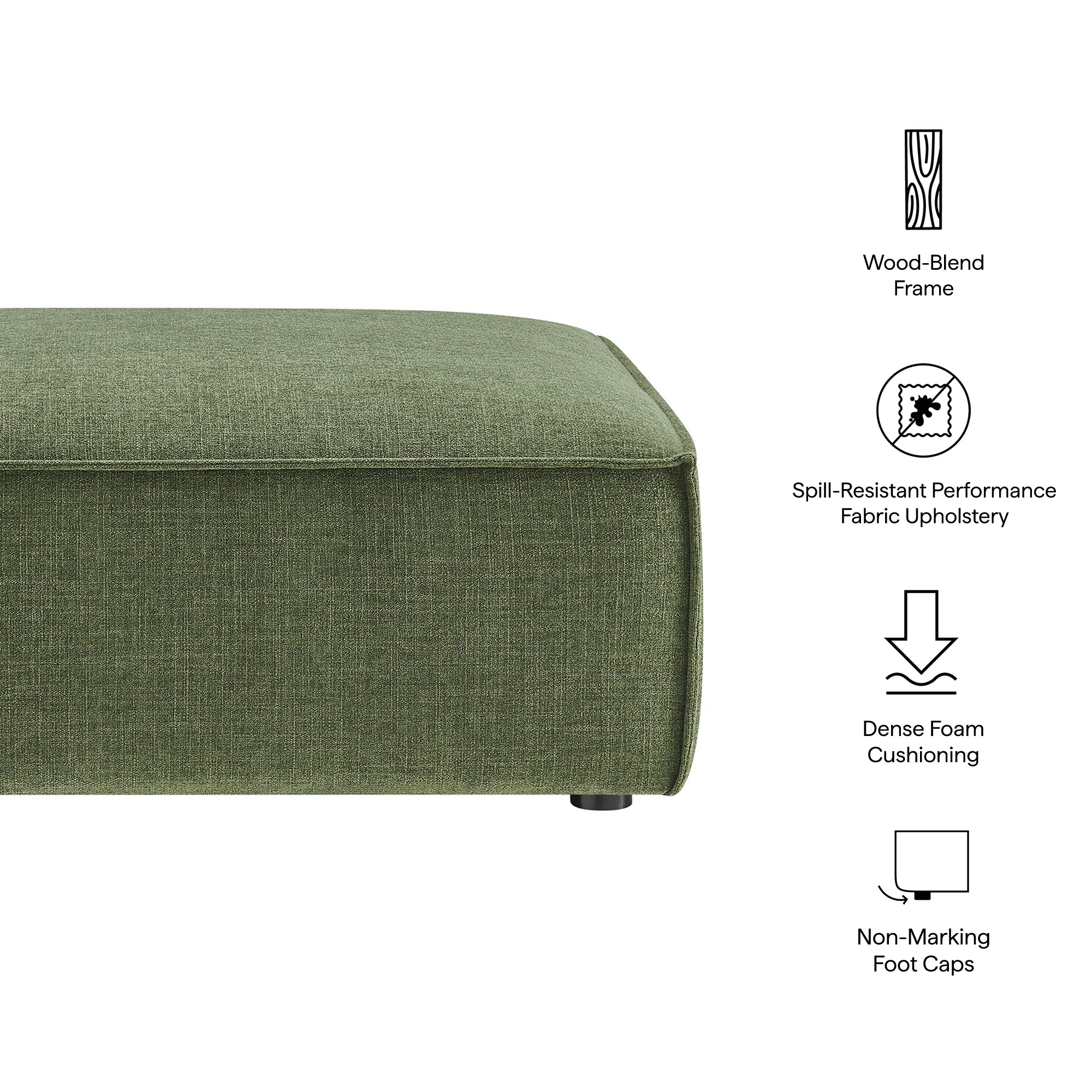 Restore Performance Fabric Upholstered Modular Ottoman - Foliage