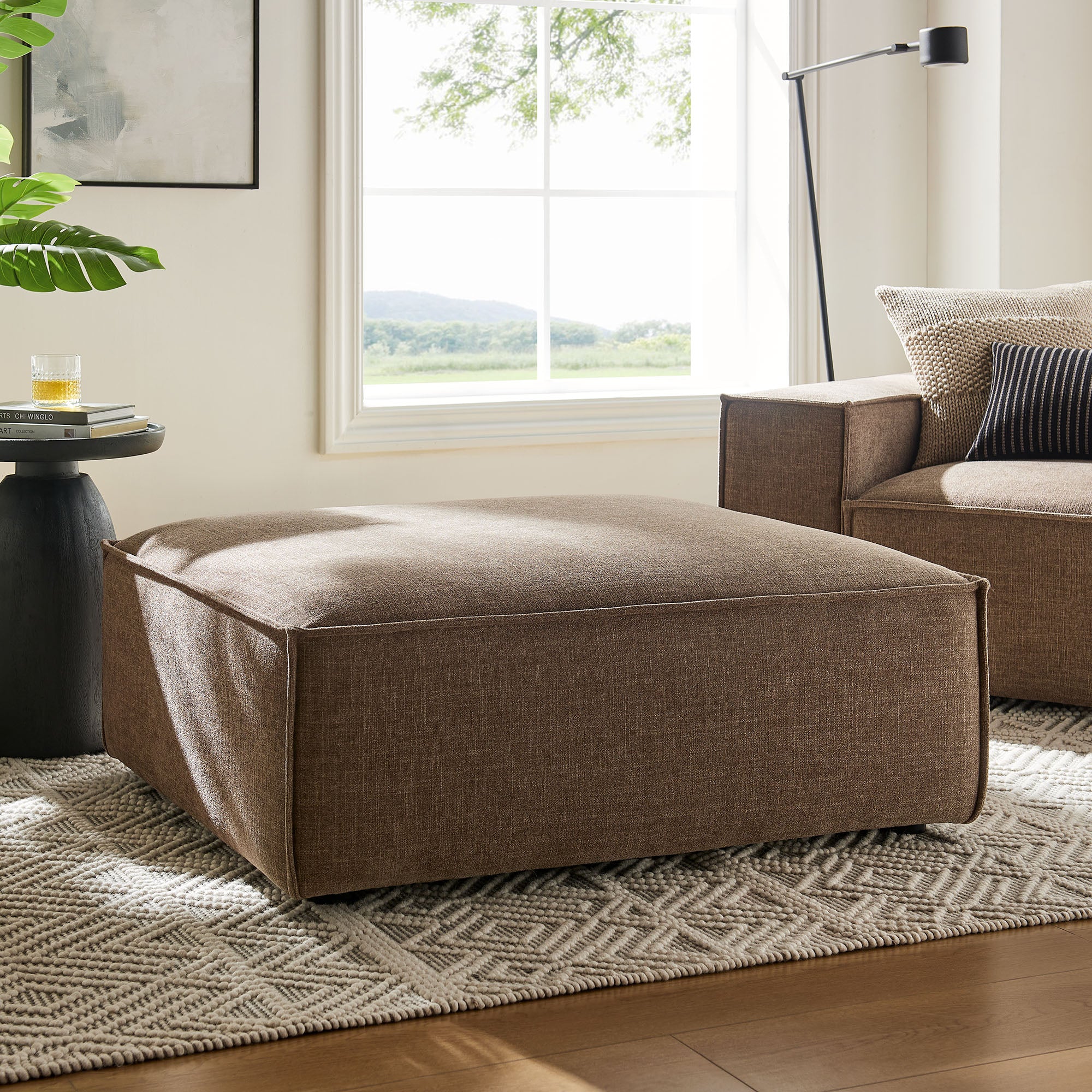 Restore Performance Fabric Upholstered Modular Ottoman - Mocha