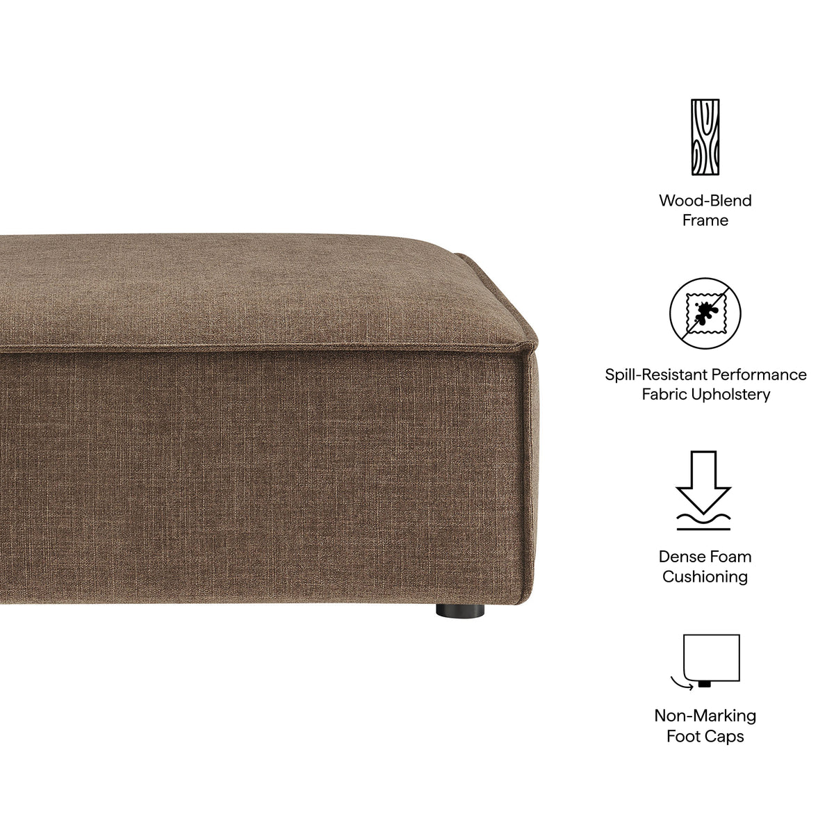 Restore Performance Fabric Upholstered Modular Ottoman - Mocha