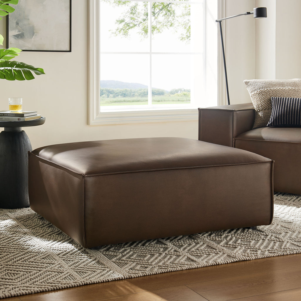 Restore Vegan Leather Modular Ottoman - Espresso
