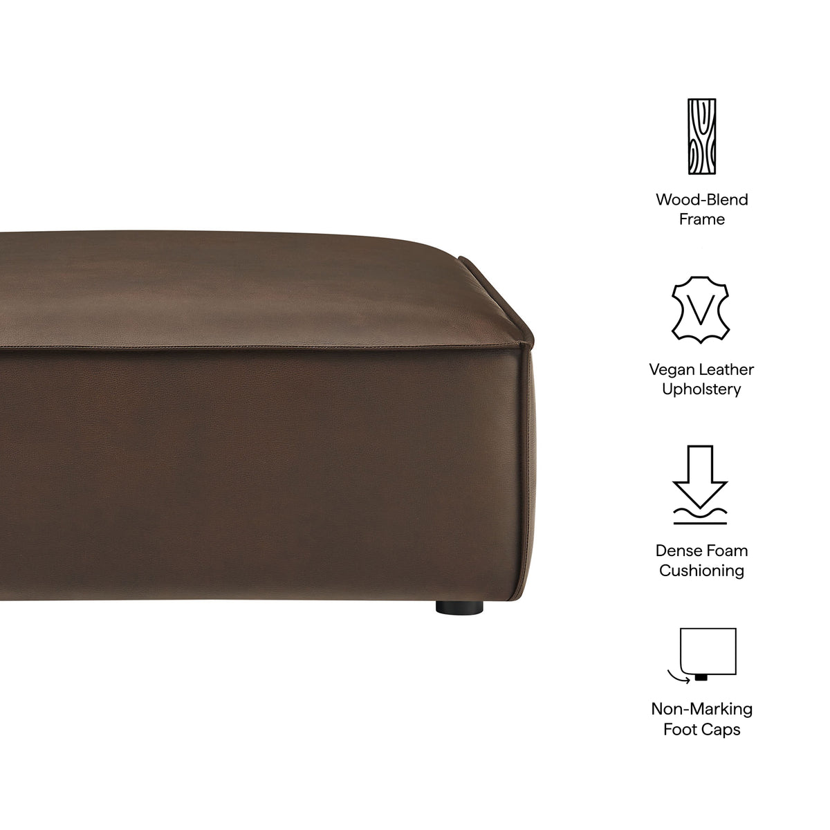Restore Vegan Leather Modular Ottoman - Espresso