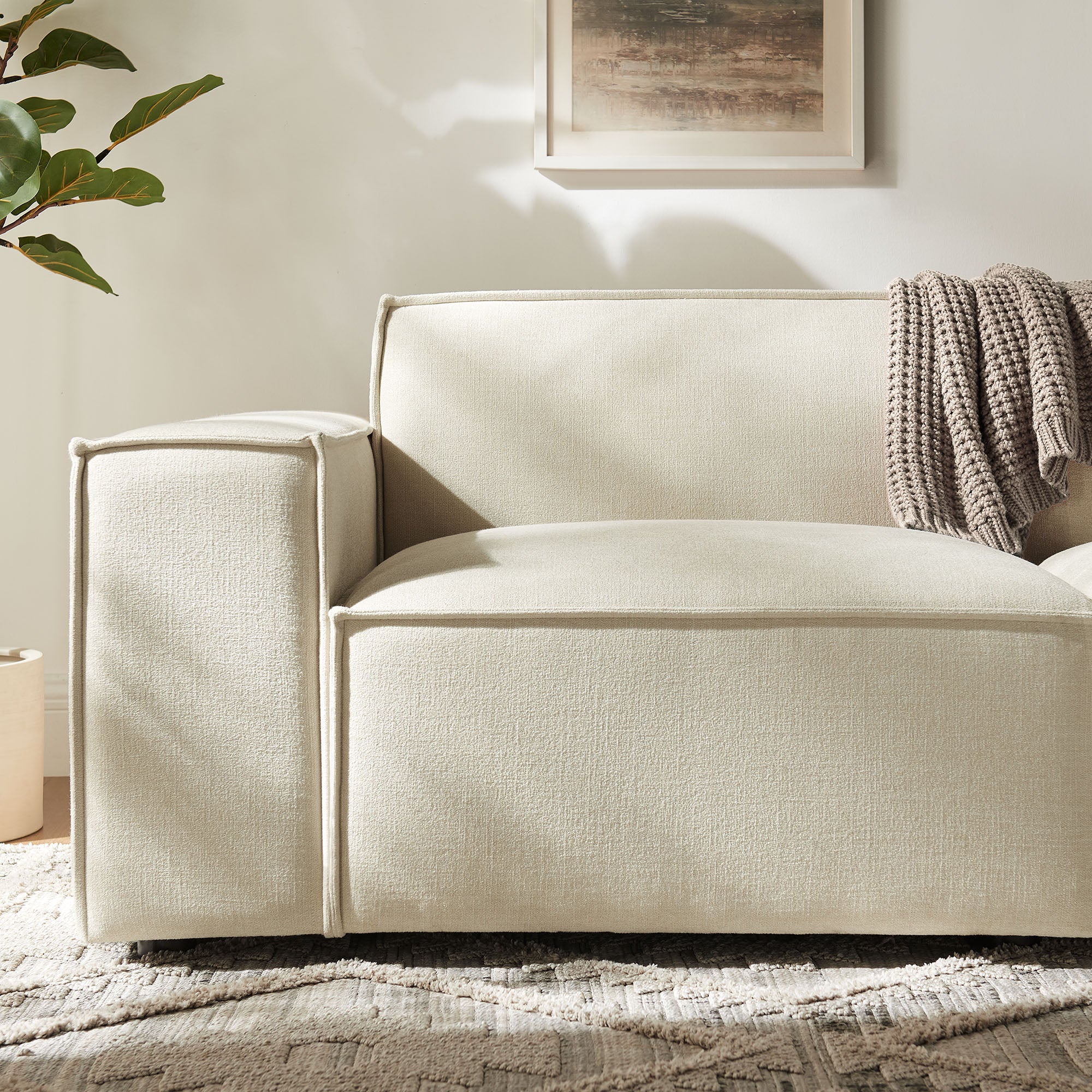 Restore 2-Piece Performance Fabric Upholstered Modular Loveseat - Ecru (Chair, Chair)