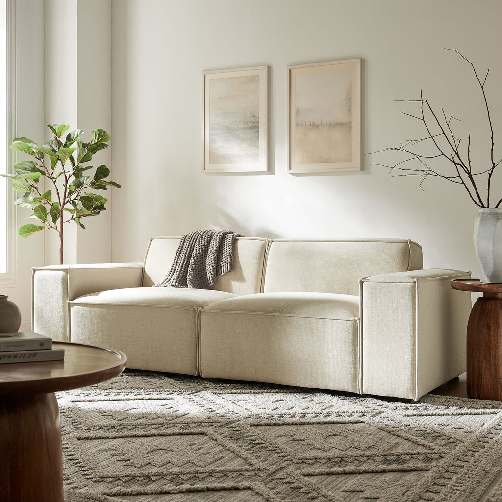 Restore 2-Piece Performance Fabric Upholstered Modular Loveseat - Ecru (Chair, Chair)