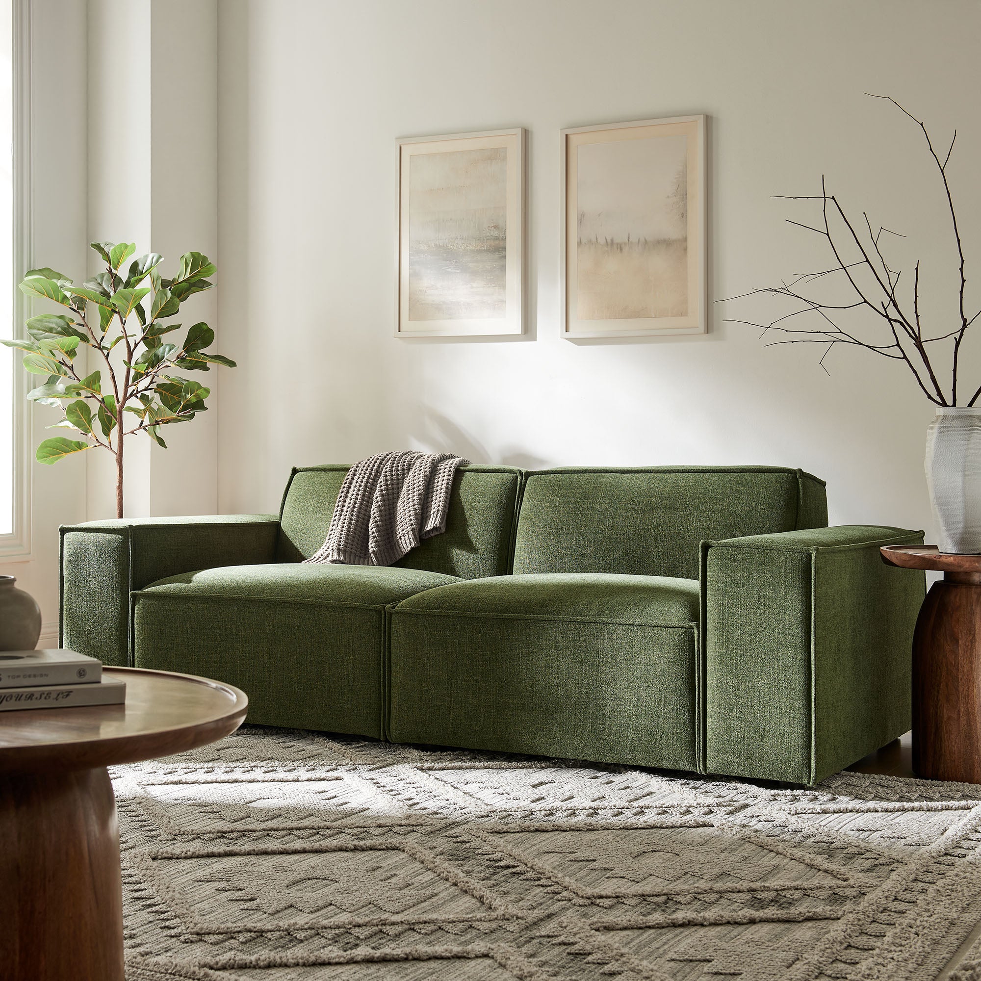 Restore 2-Piece Performance Fabric Upholstered Modular Loveseat - Foliage (Chair, Chair)