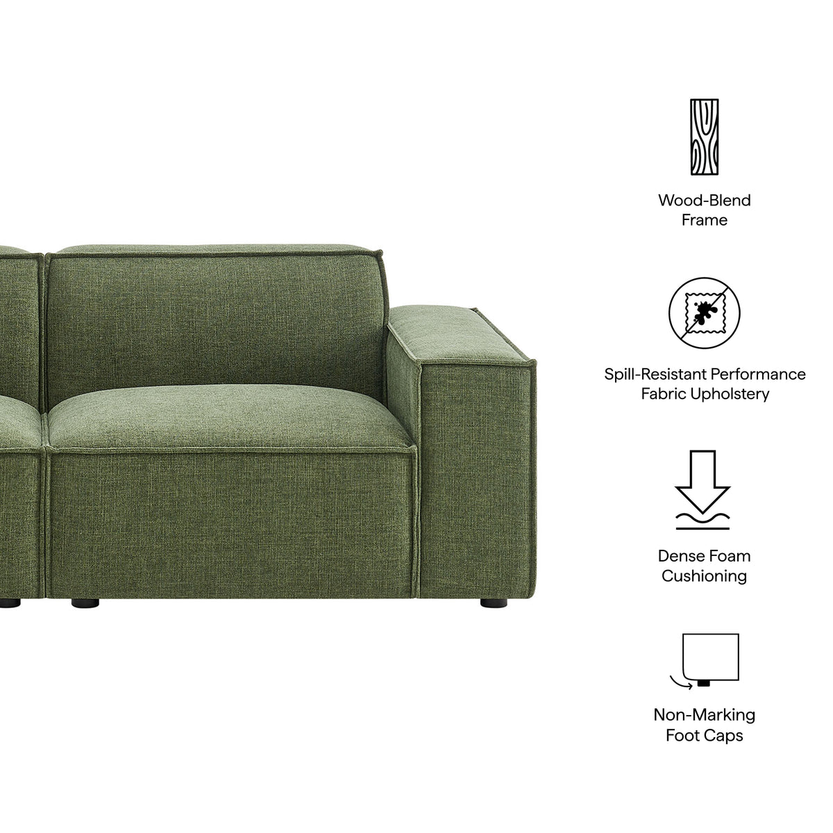 Restore 2-Piece Performance Fabric Upholstered Modular Loveseat - Foliage (Chair, Chair)