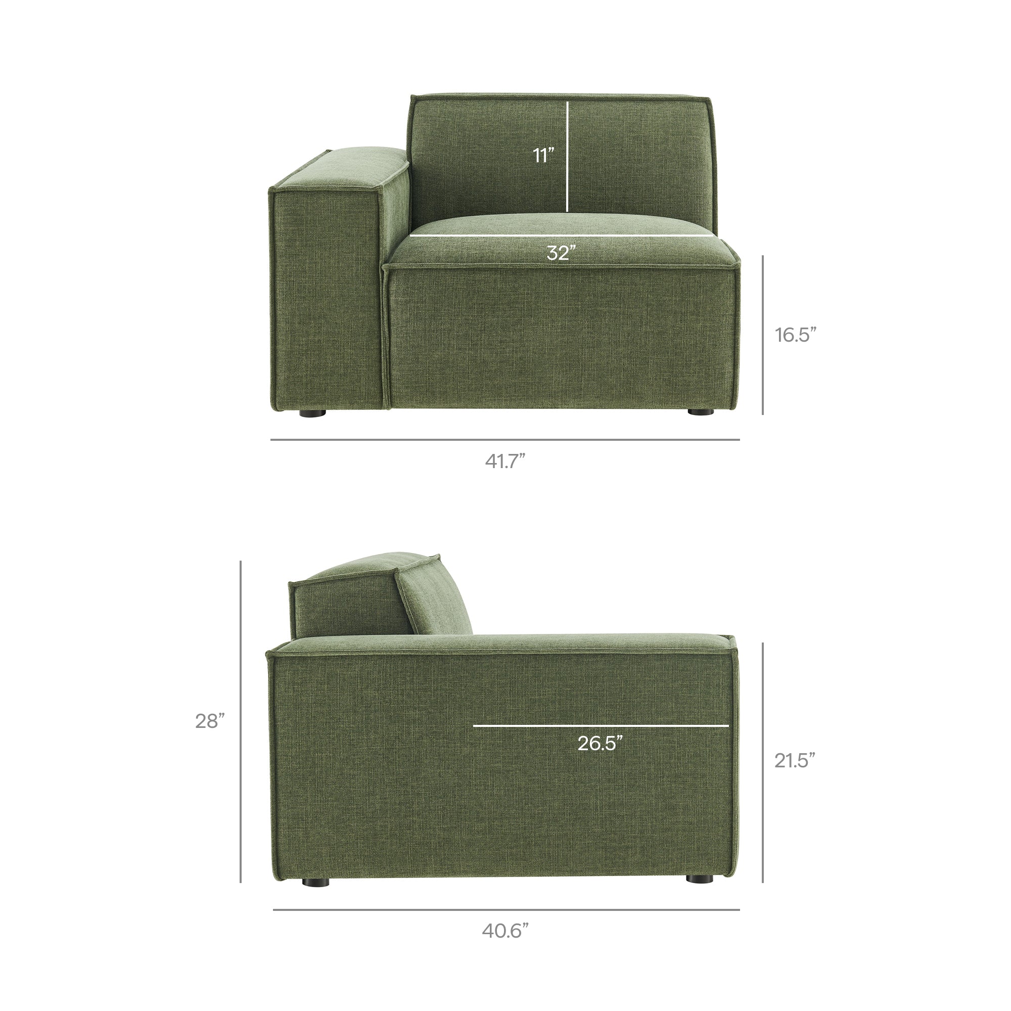 Restore 2-Piece Performance Fabric Upholstered Modular Loveseat - Foliage (Chair, Chair)