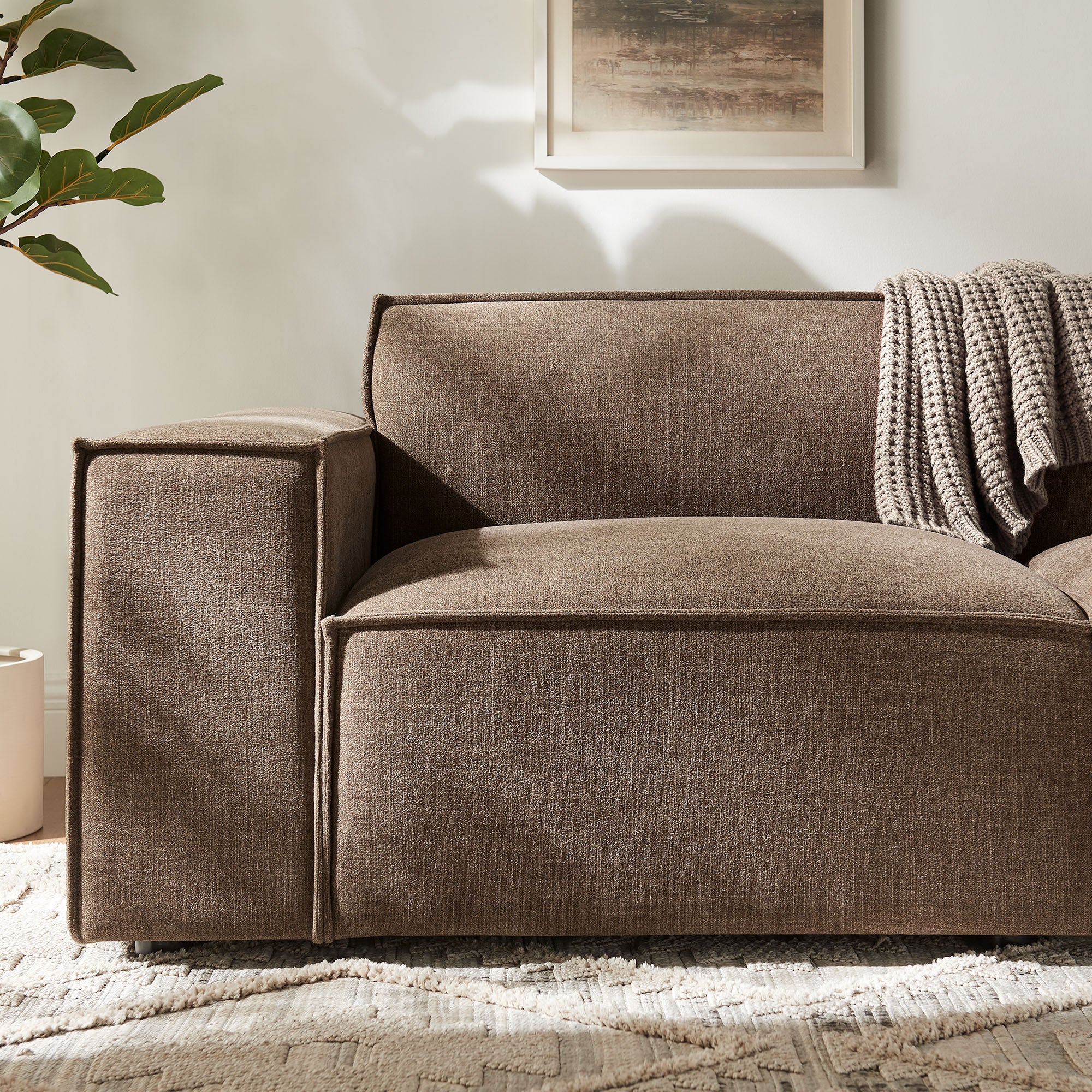 Restore 2-Piece Performance Fabric Upholstered Modular Loveseat - Mocha (Chair, Chair)